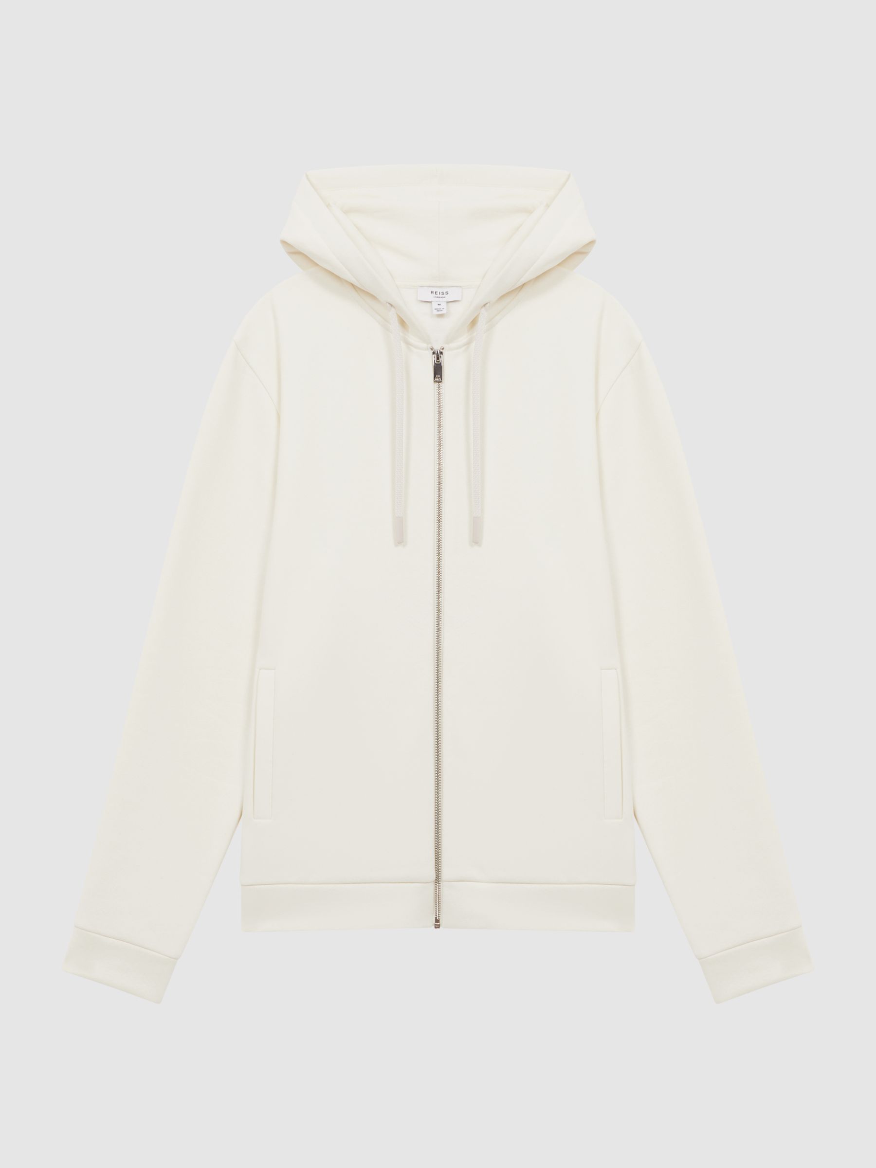 Cotton Zip-Through Hoodie in Ecru - Image 2 of 5 Cotton Zip-Through Hoodie in Ecru - Image 2 of 5