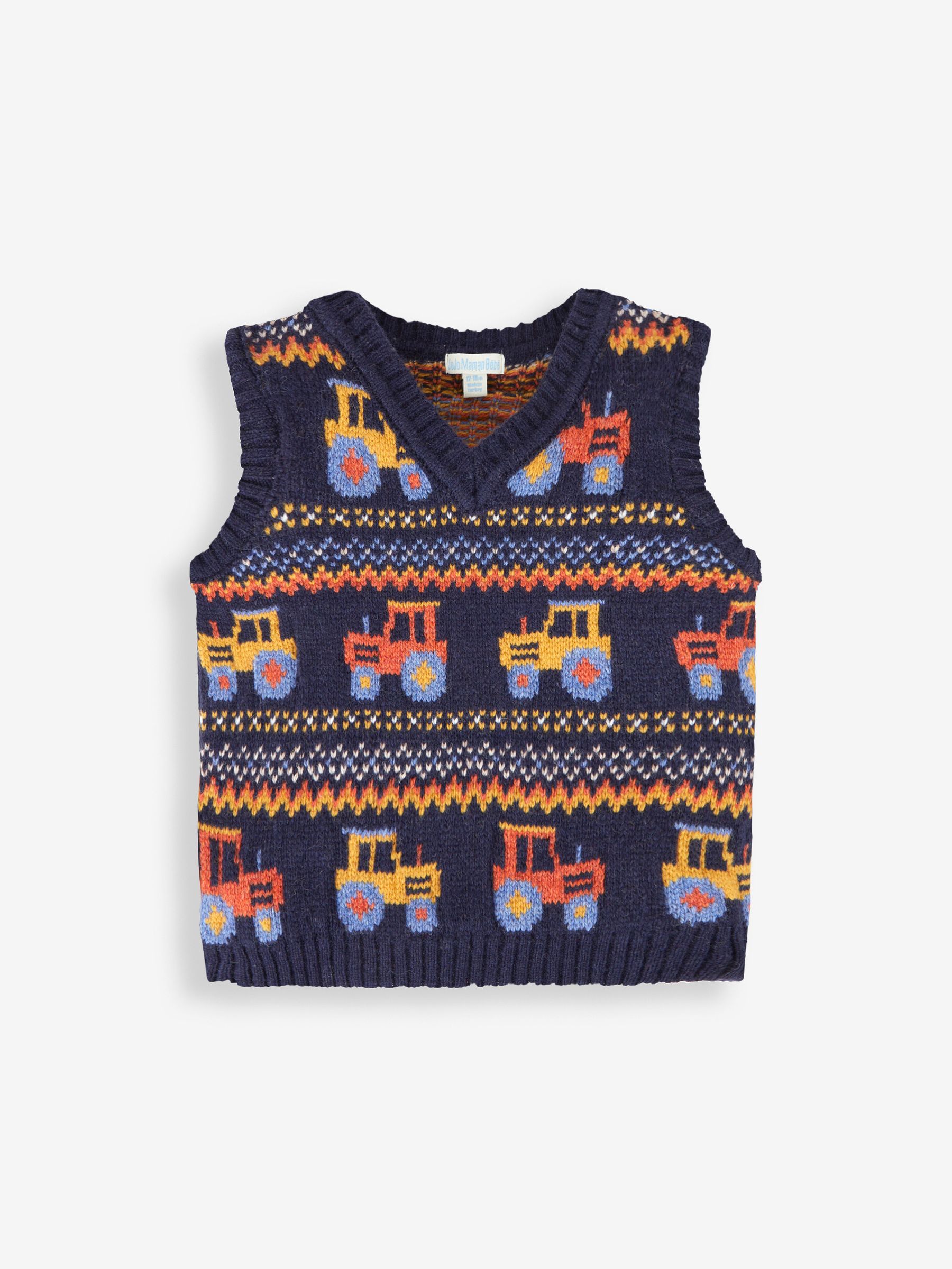 Navy Blue Tractor Fairisle Pattern Tank Top - Image 2 of 3