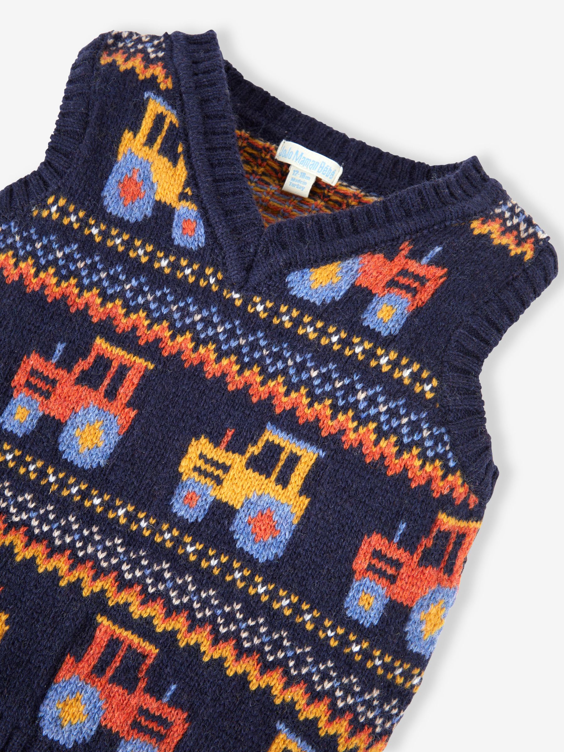 Navy Blue Tractor Fairisle Pattern Tank Top - Image 3 of 3