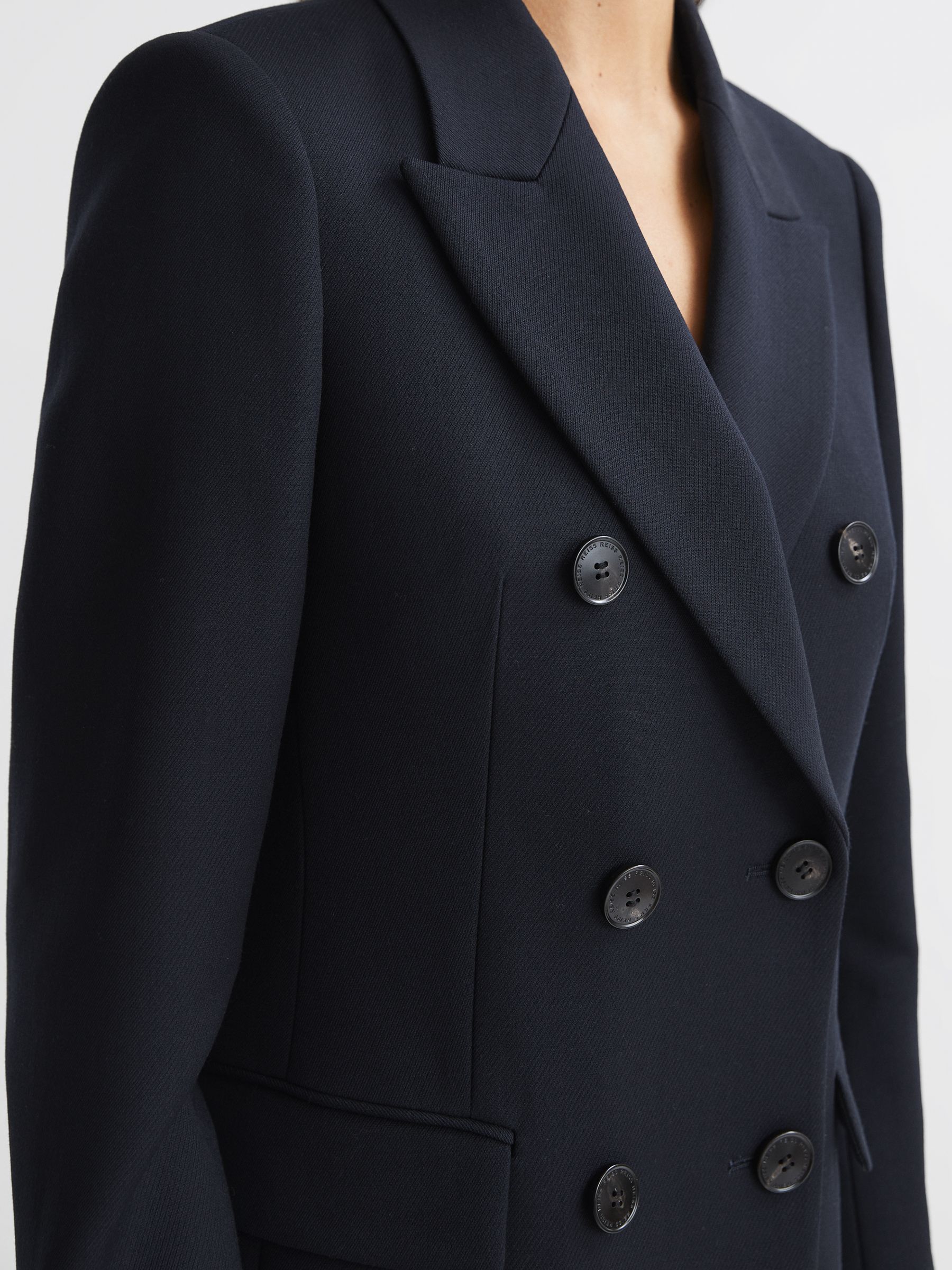 Wool Double Breasted Suit Blazer in Navy - Image 4 of 6