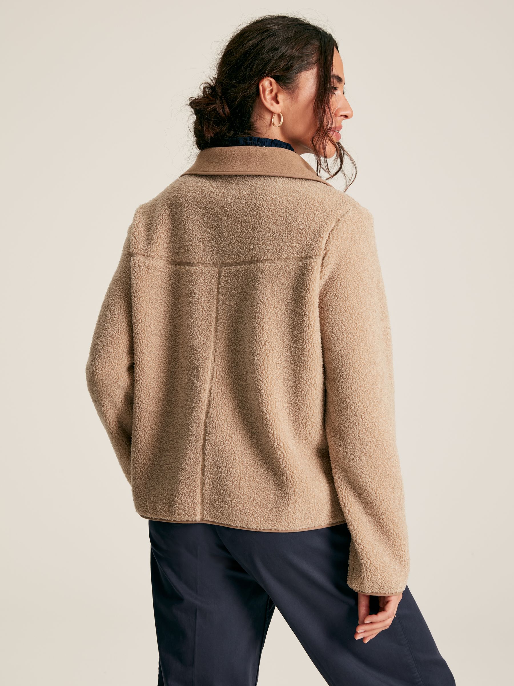 Sadie Tan Brown Button Up Borg Fleece Jacket - Image 2 of 7