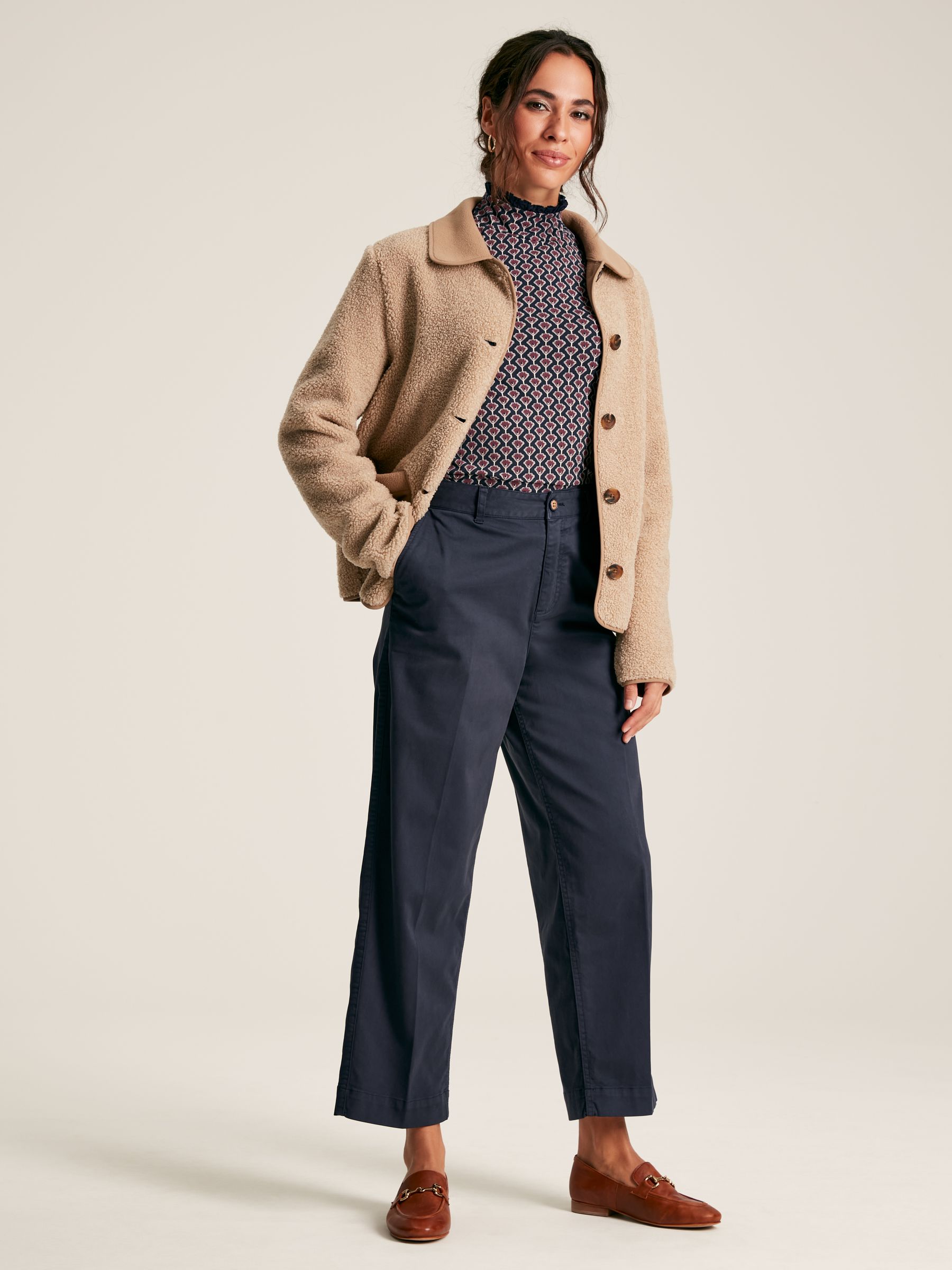 Sadie Tan Brown Button Up Borg Fleece Jacket - Image 4 of 7