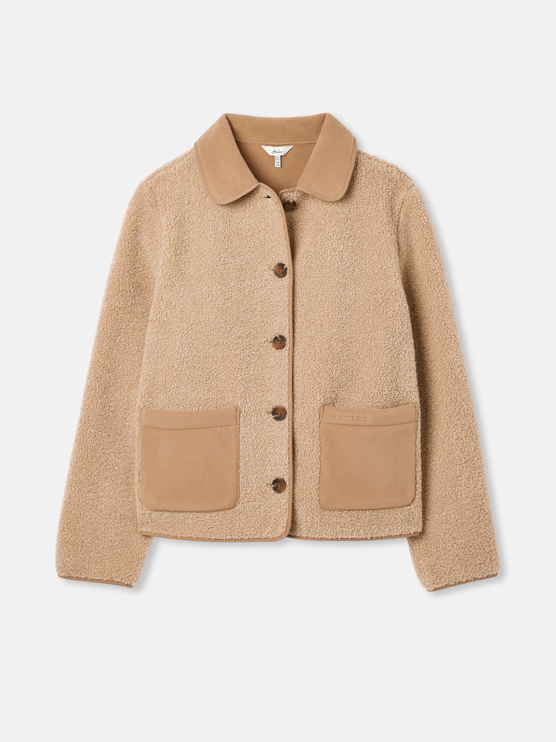 Sadie Tan Brown Button Up Borg Fleece Jacket - Image 7 of 7
