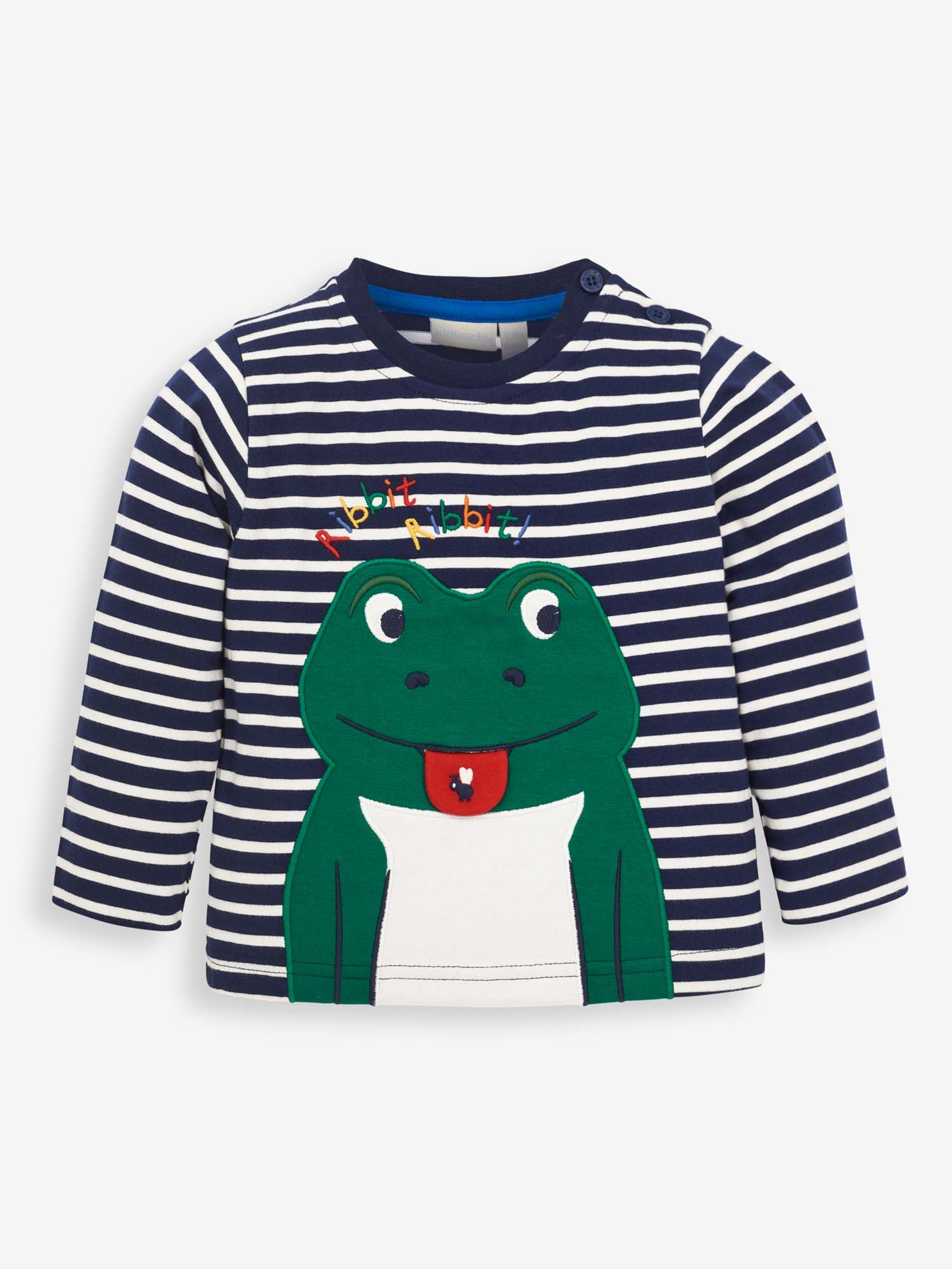 Navy Ecru Stripe Kids' Navy Stripe Frog Appliqué Top - Image 1 of 3