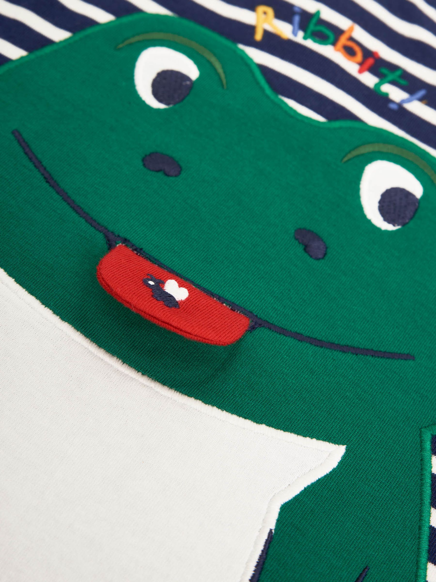 Navy Ecru Stripe Kids' Navy Stripe Frog Appliqué Top - Image 2 of 3