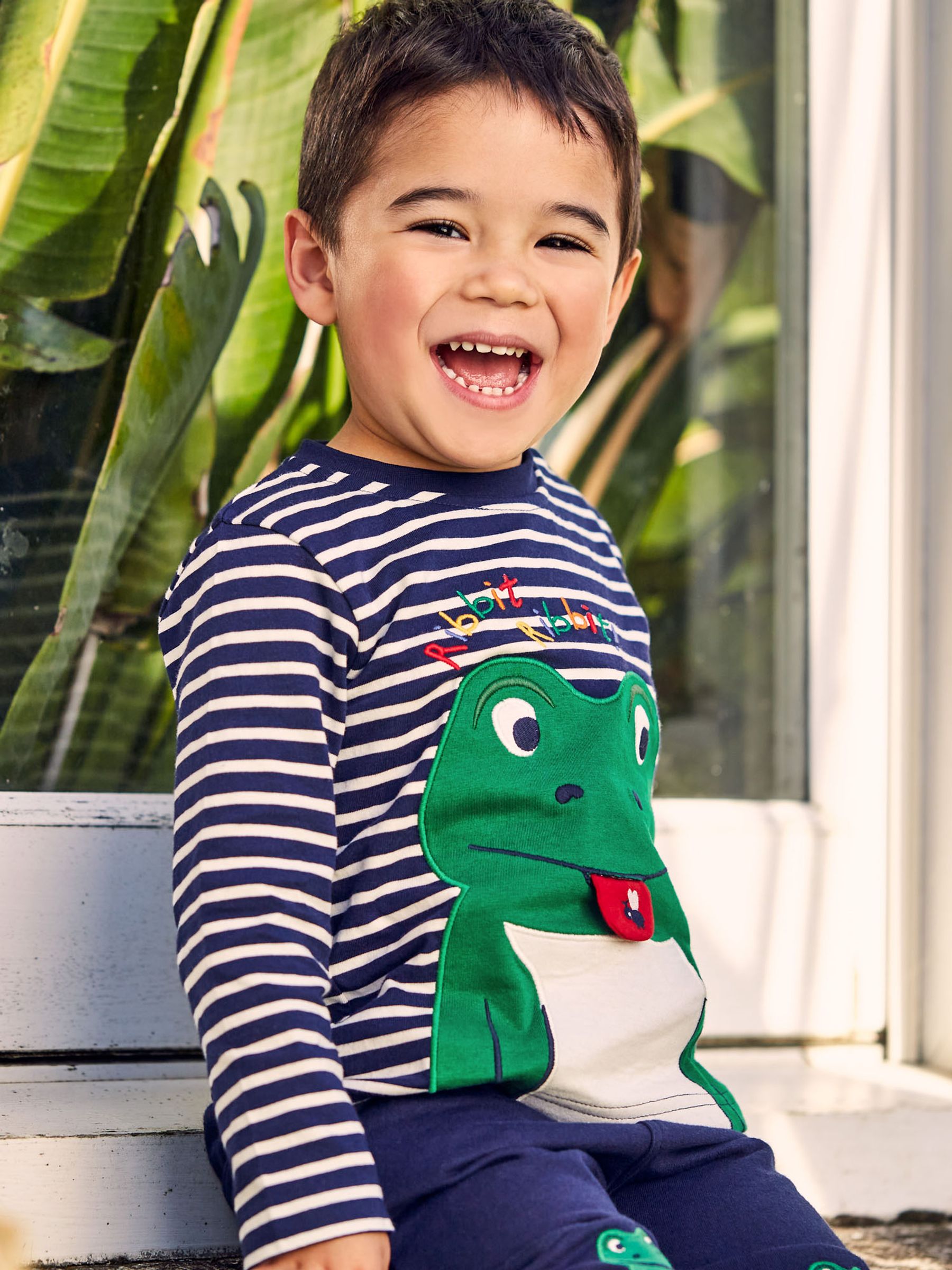 Navy Ecru Stripe Kids' Navy Stripe Frog Appliqué Top - Image 3 of 3