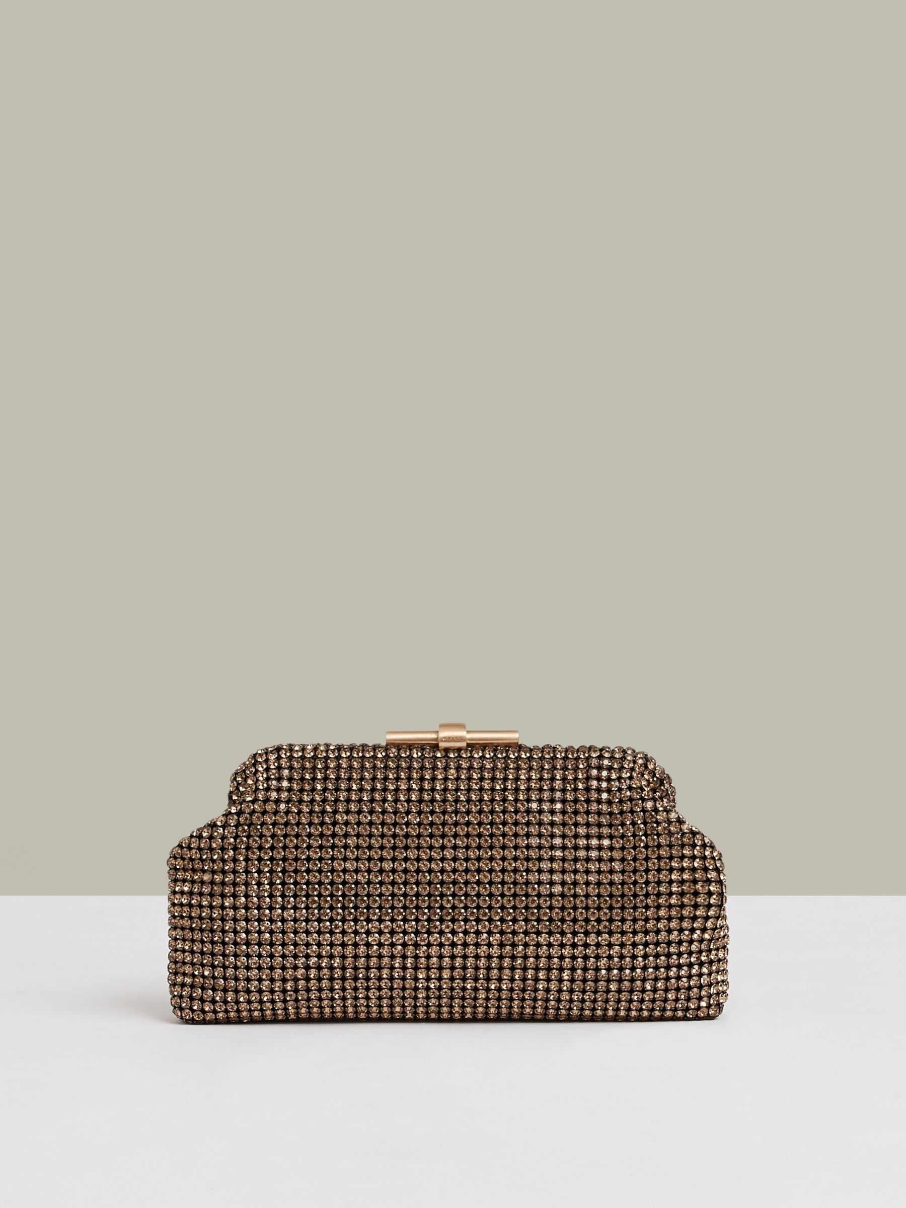 Embellished Clutch Bag in Gold - Image 1 of 6