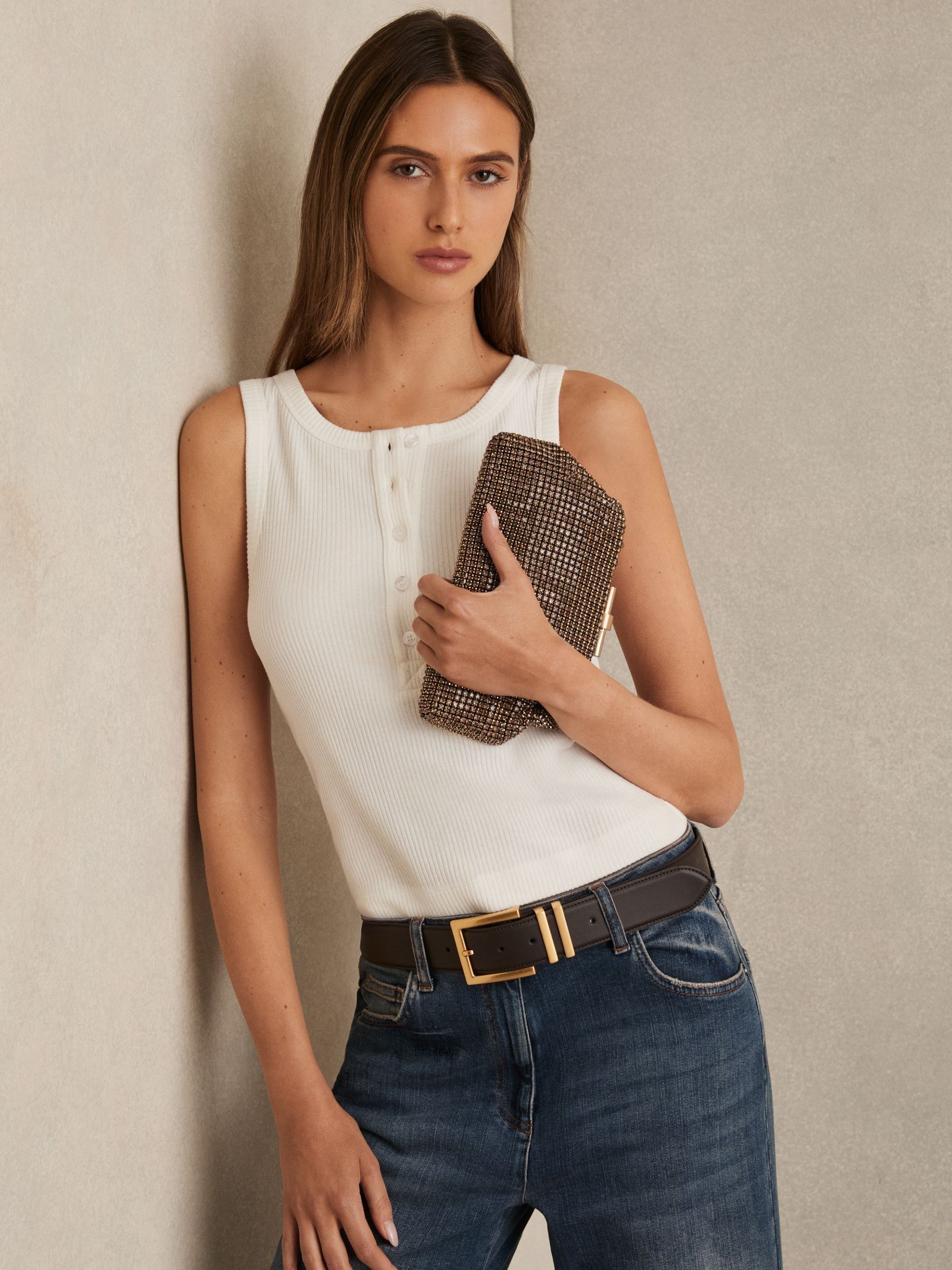 Embellished Clutch Bag in Gold - Image 2 of 6