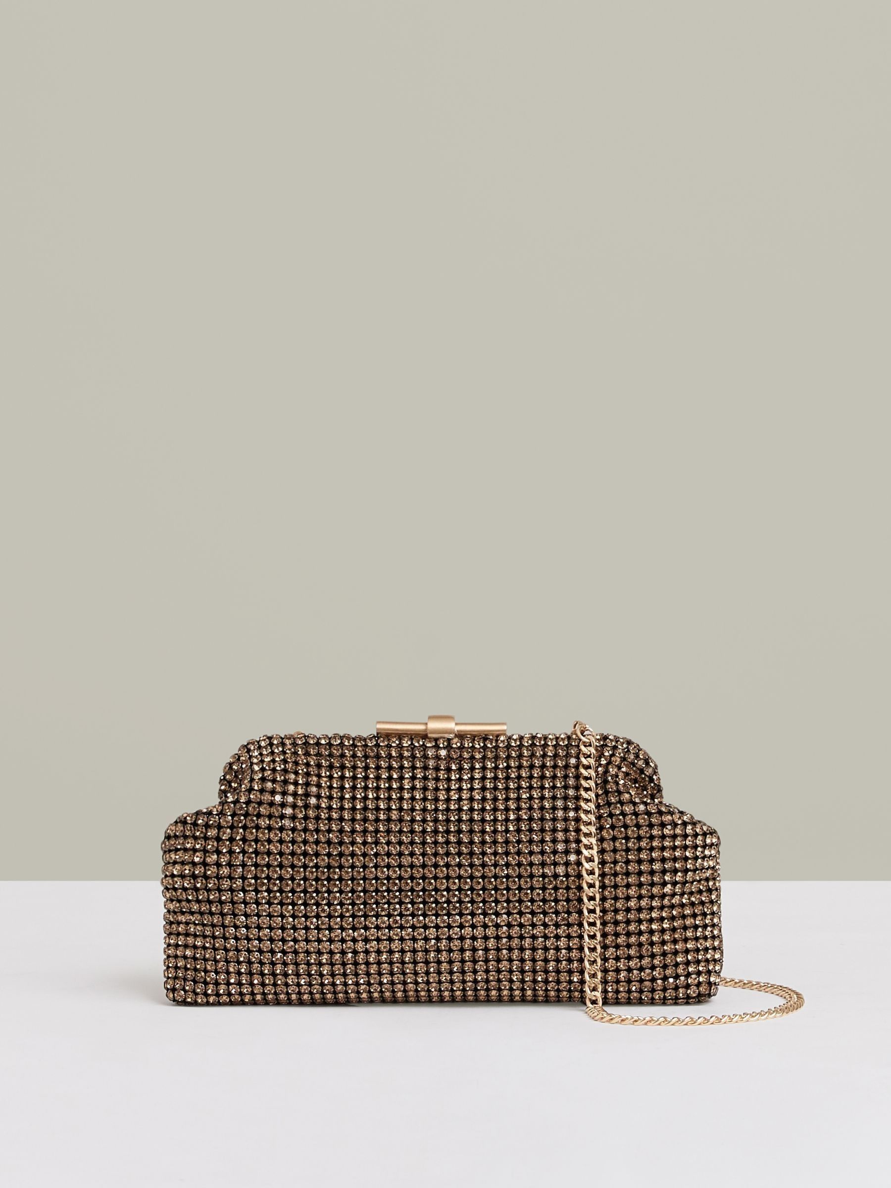 Embellished Clutch Bag in Gold - Image 4 of 6