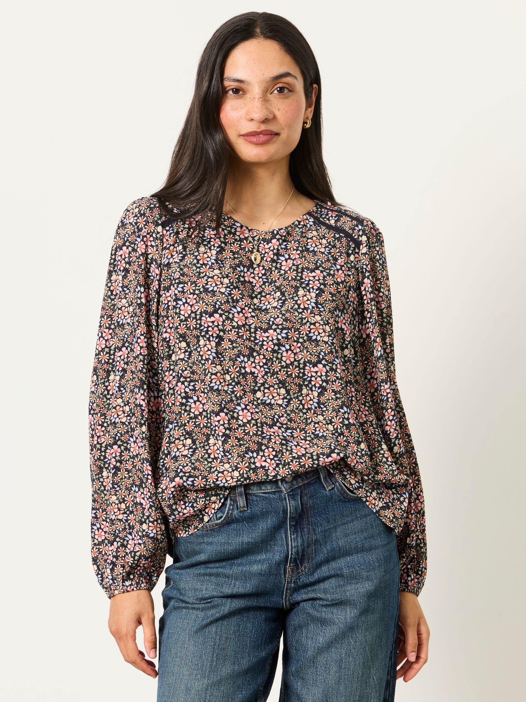 Sofia Navy Meadow Petite Embroidered Blouse - Image 1 of 4