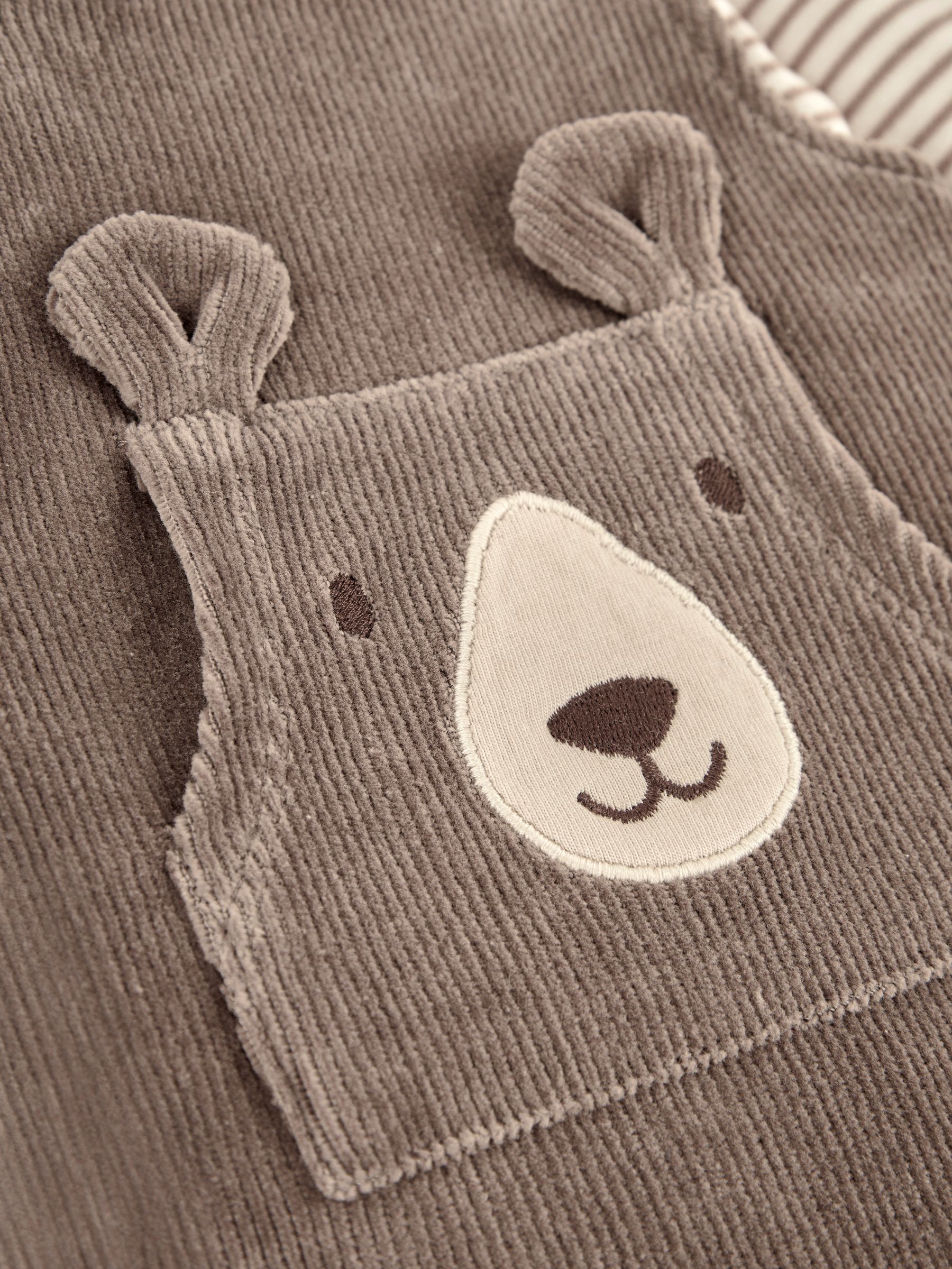Fawn Brown Bear 2-Piece Velour Appliqué Dungaree & Top Set - Image 6 of 6