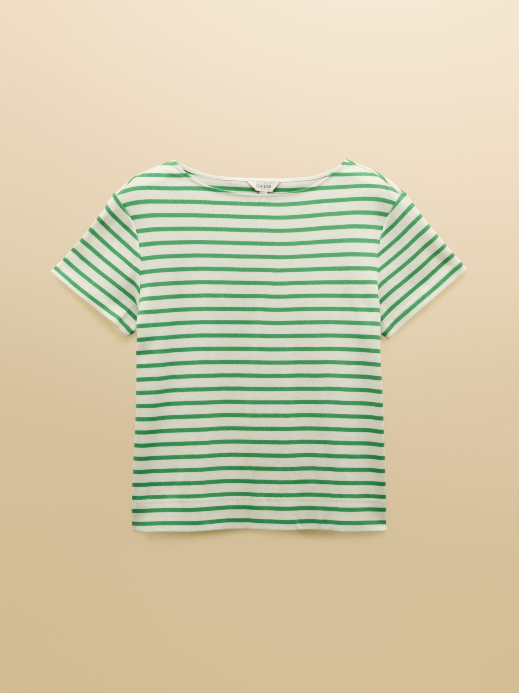 Harbour Cream & Green Striped Short Sleeve Boat Neck Cotton Jersey Top - Image 7 of 7