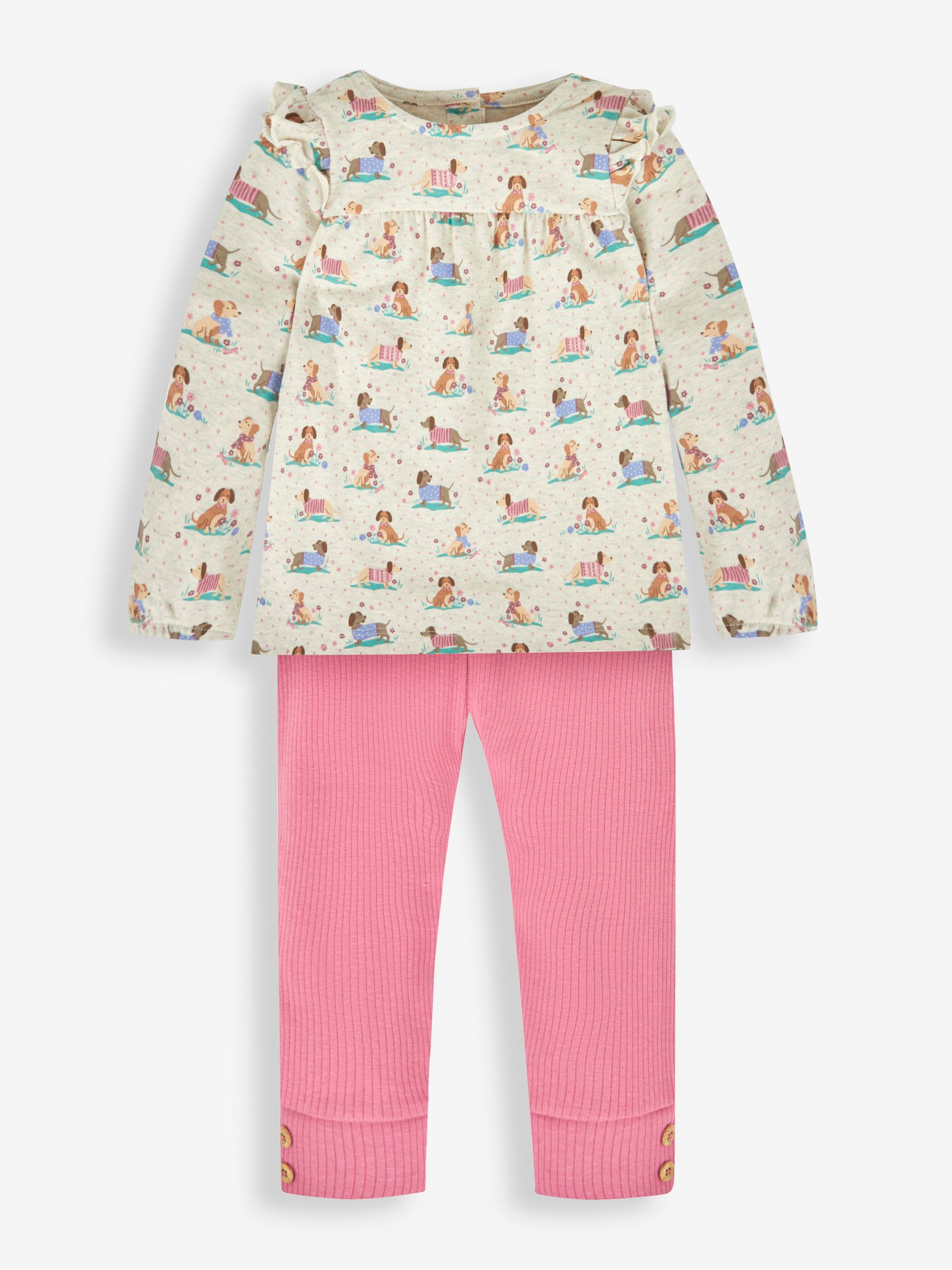 Oatmeal Girls' Pretty Sausage Dog Tunic & Leggings Set - Image 1 of 5
