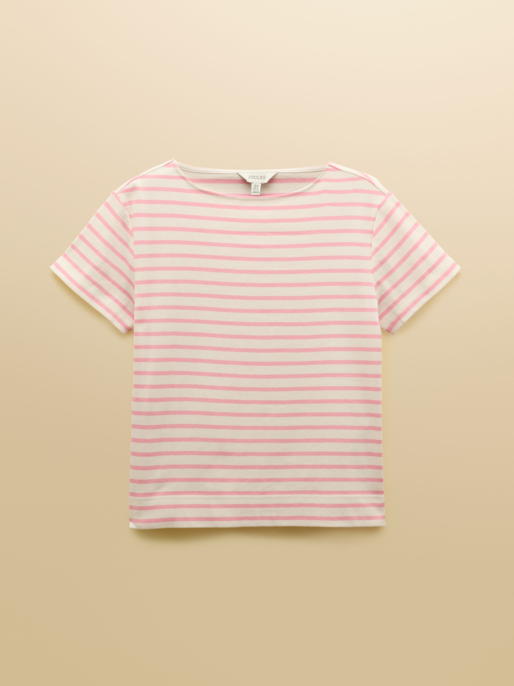 Harbour Cream & Pink Striped Short Sleeve Boat Neck Cotton Jersey Top - Image 7 of 7