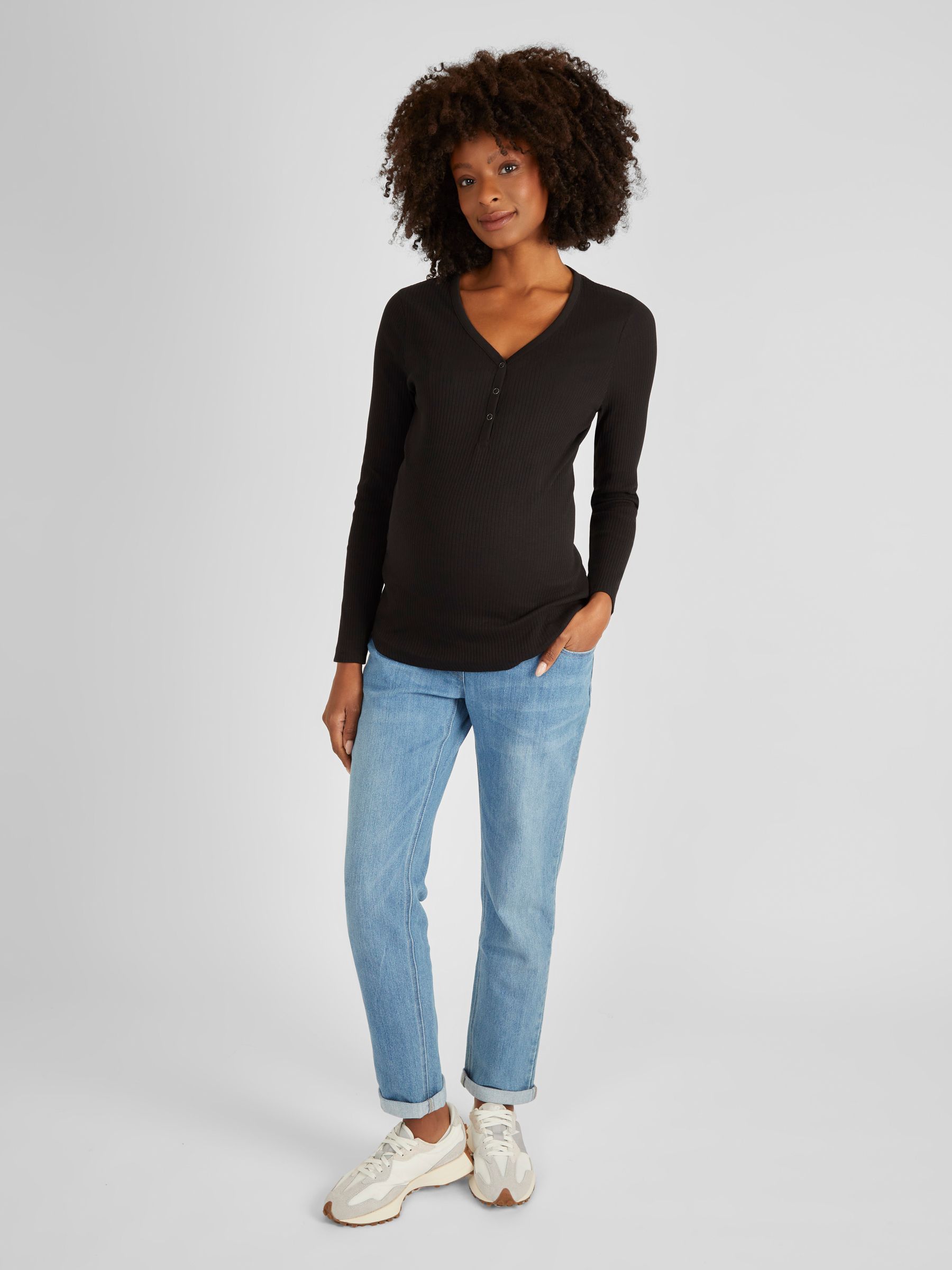 Black Popper Front Maternity Top - Image 3 of 4