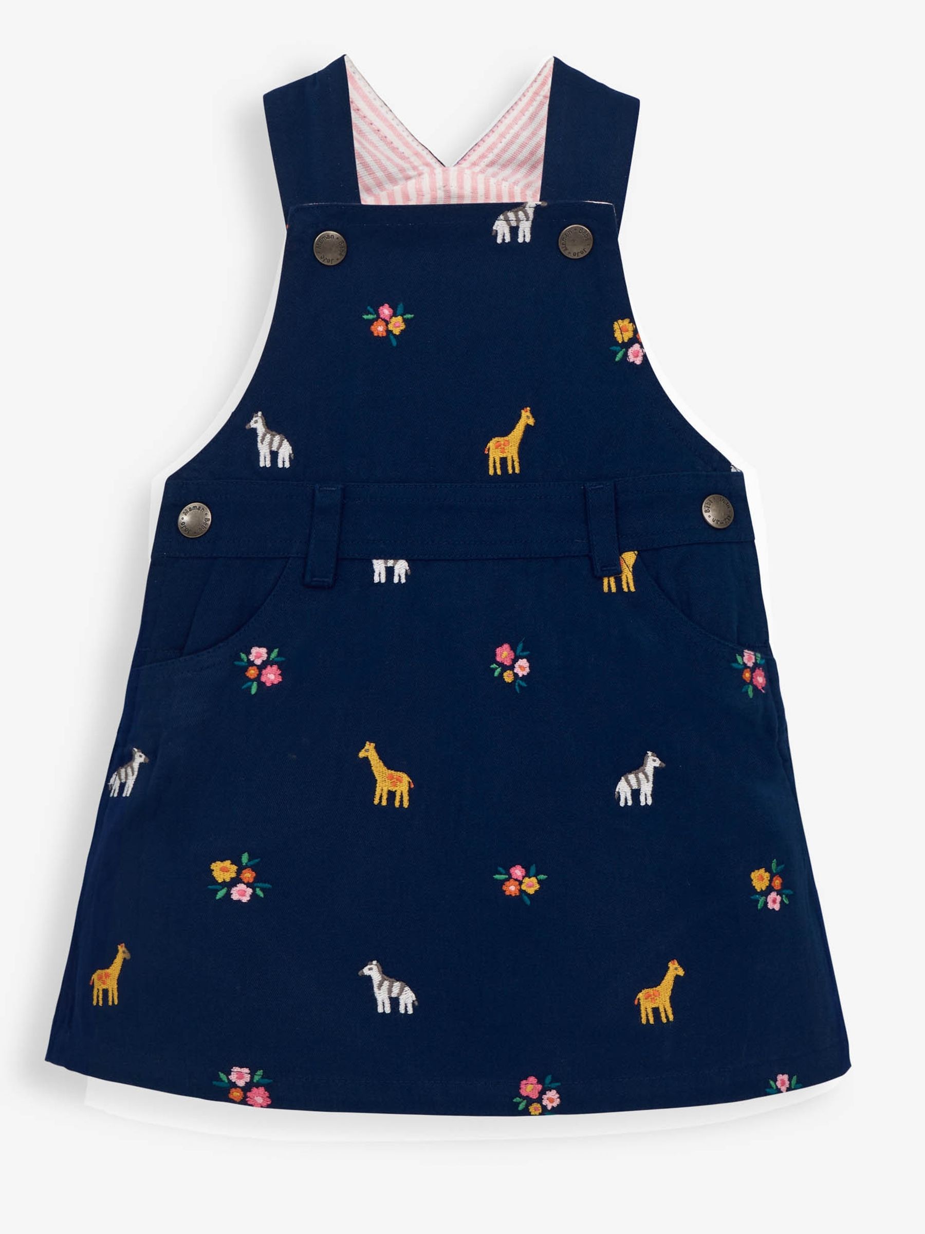 Navy Girls' Jungle Embroidered Dungaree Dress - Image 1 of 2