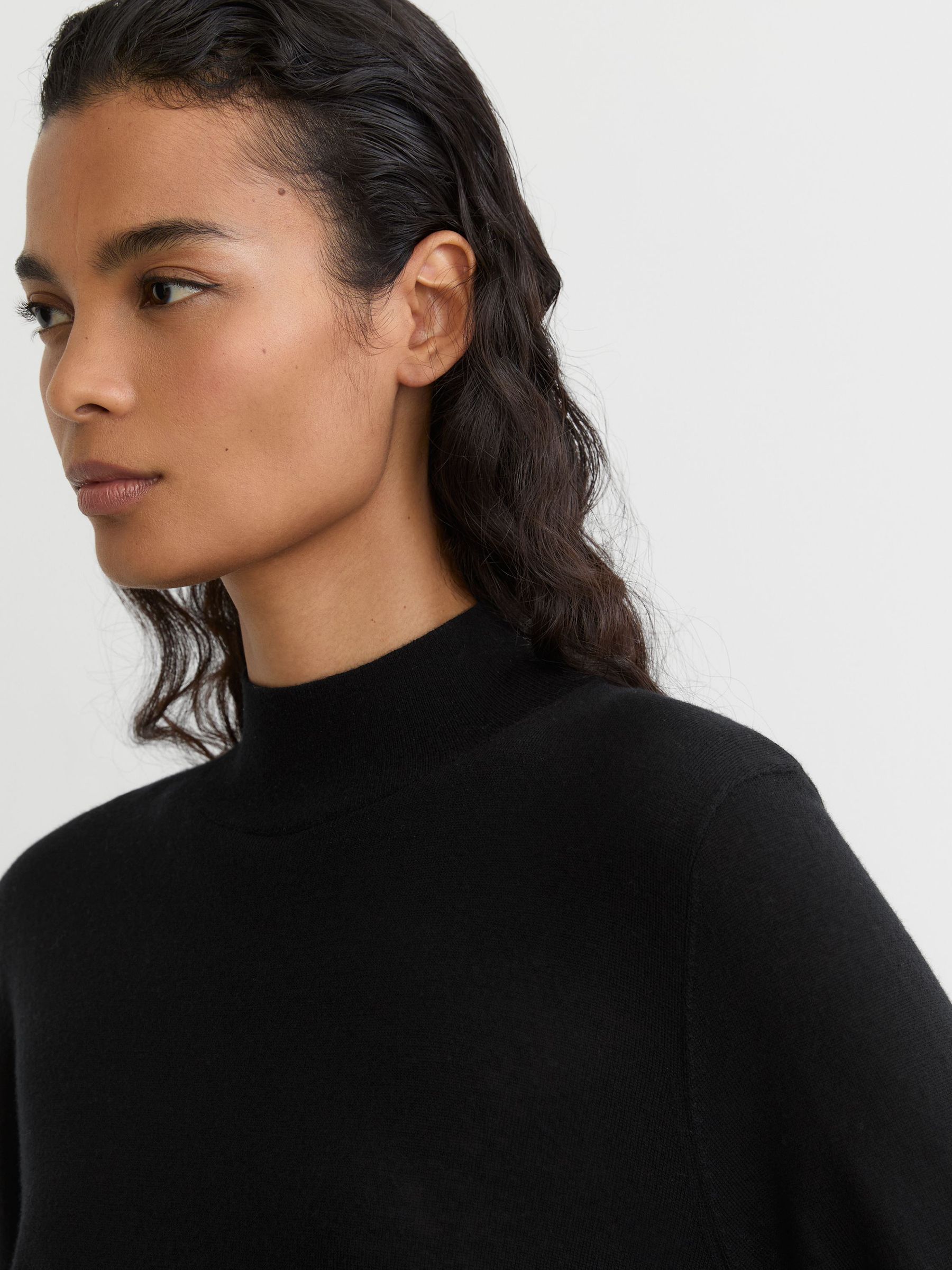 Ultra-Soft Merino Wool High-Neck Jumper in Black - Image 1 of 7