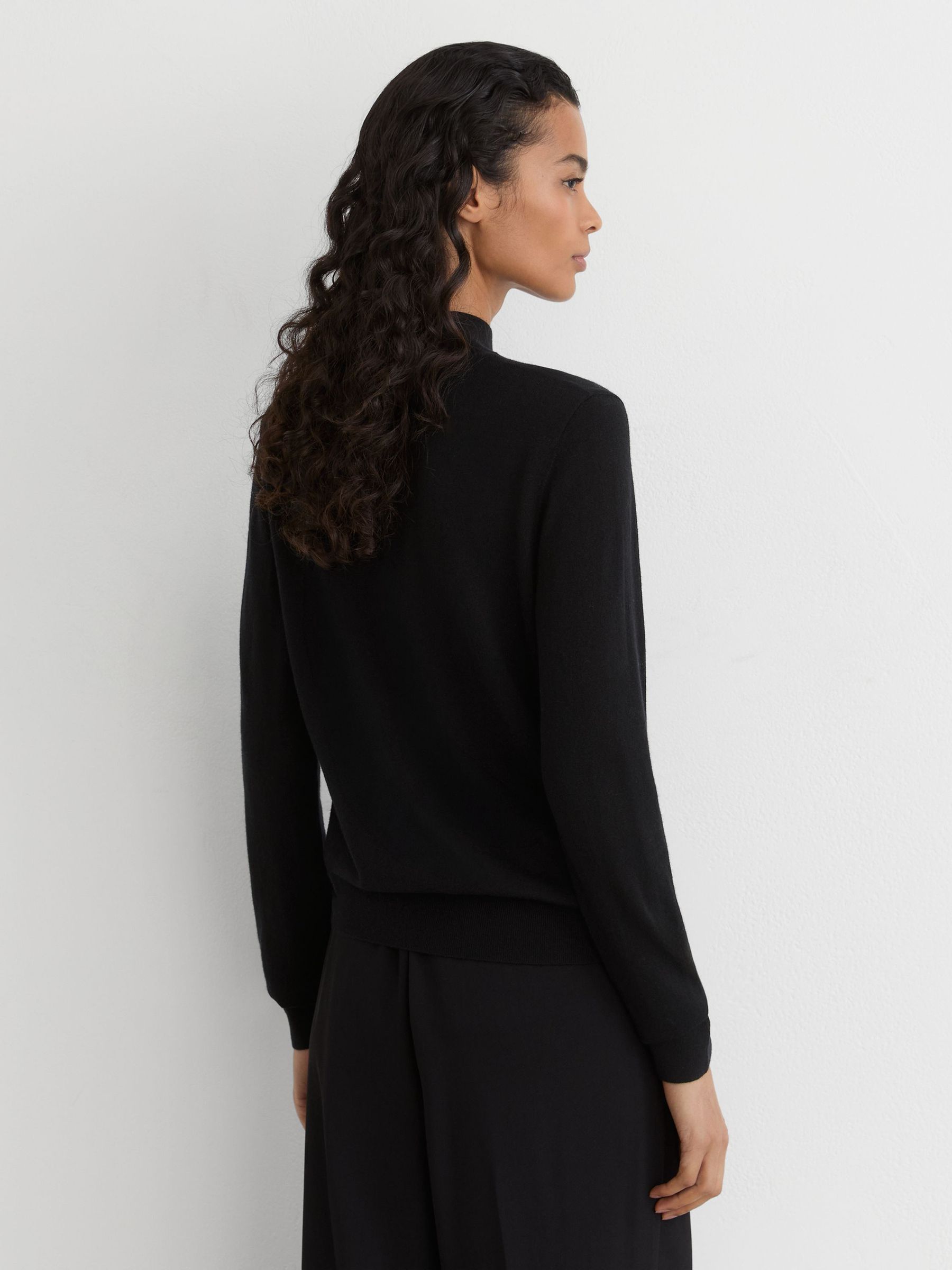 Ultra-Soft Merino Wool High-Neck Jumper in Black - Image 5 of 7