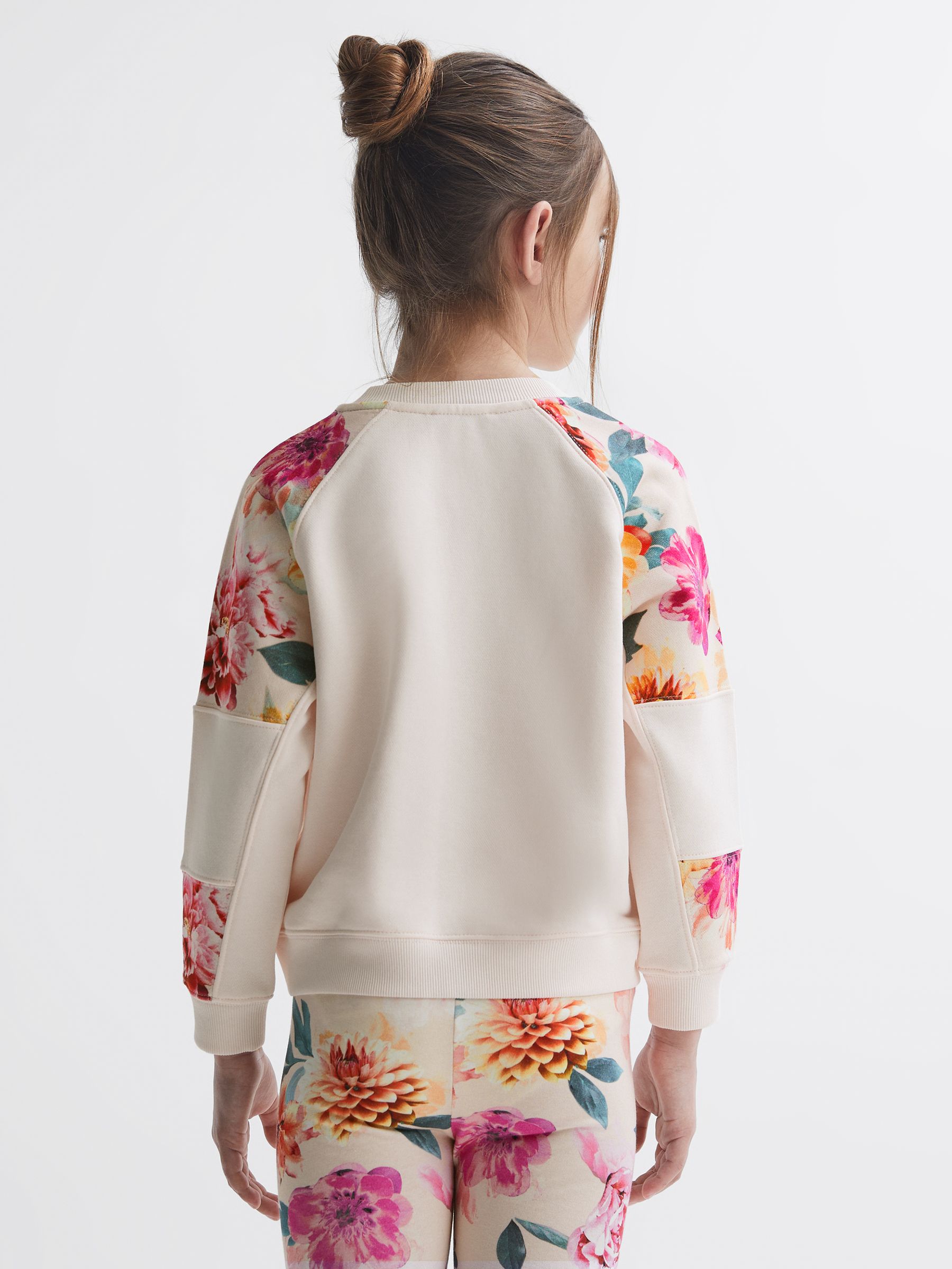 Junior Floral Print Cotton Jersey Sweatshirt in Pink - Image 5 of 6