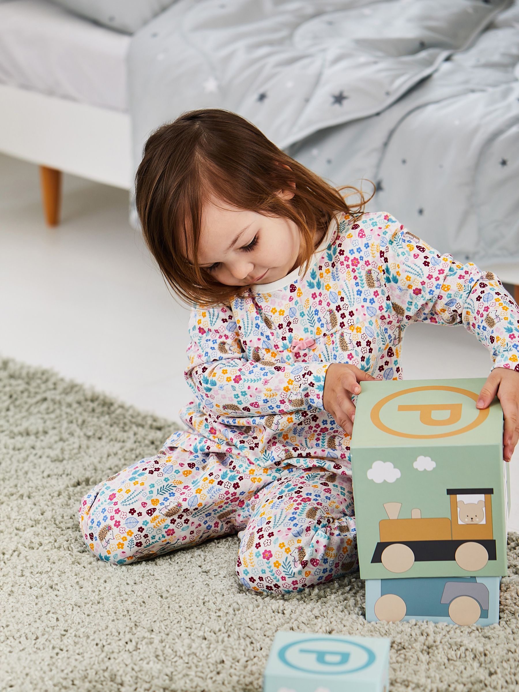 Cream 2-Pack Hedgehog Jersey Pyjamas - Image 5 of 10