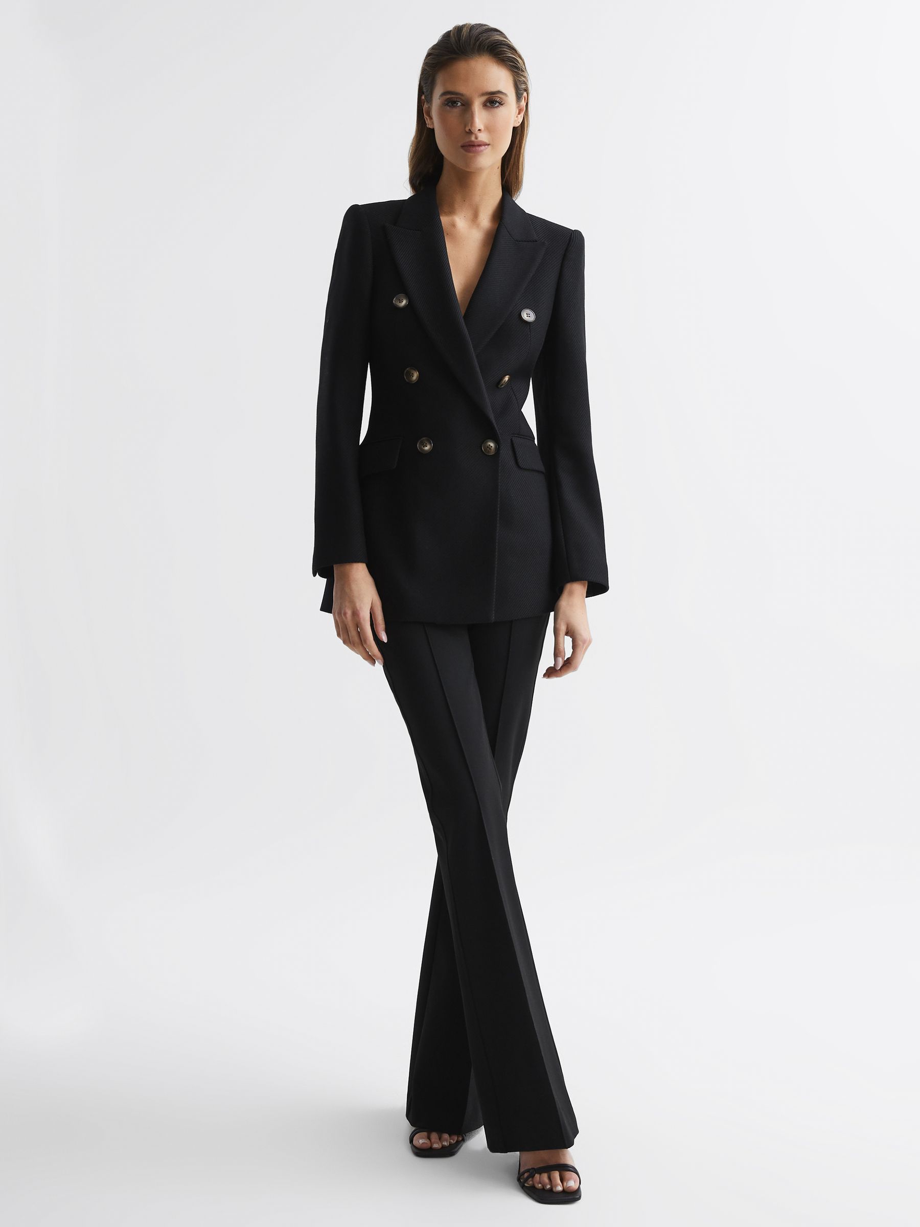 Double Breasted Twill Blazer in Black - Image 3 of 5