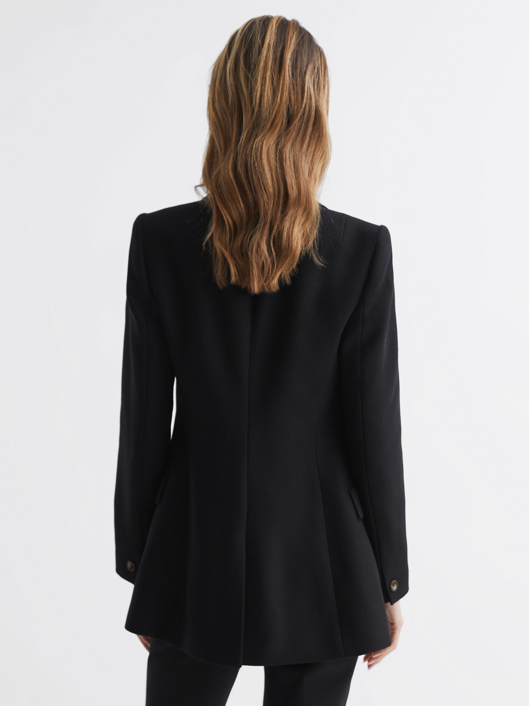 Double Breasted Twill Blazer in Black - Image 5 of 5