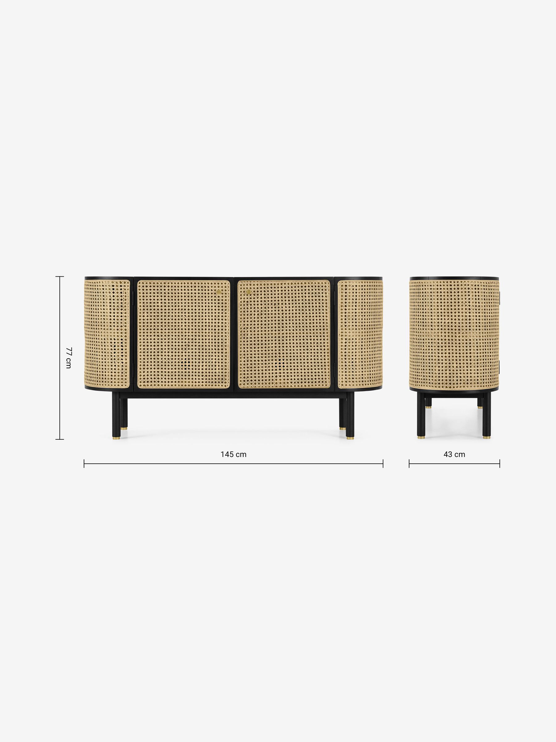 Ankhara Sideboard in Black Stain Oak and Rattan - Image 3 of 3