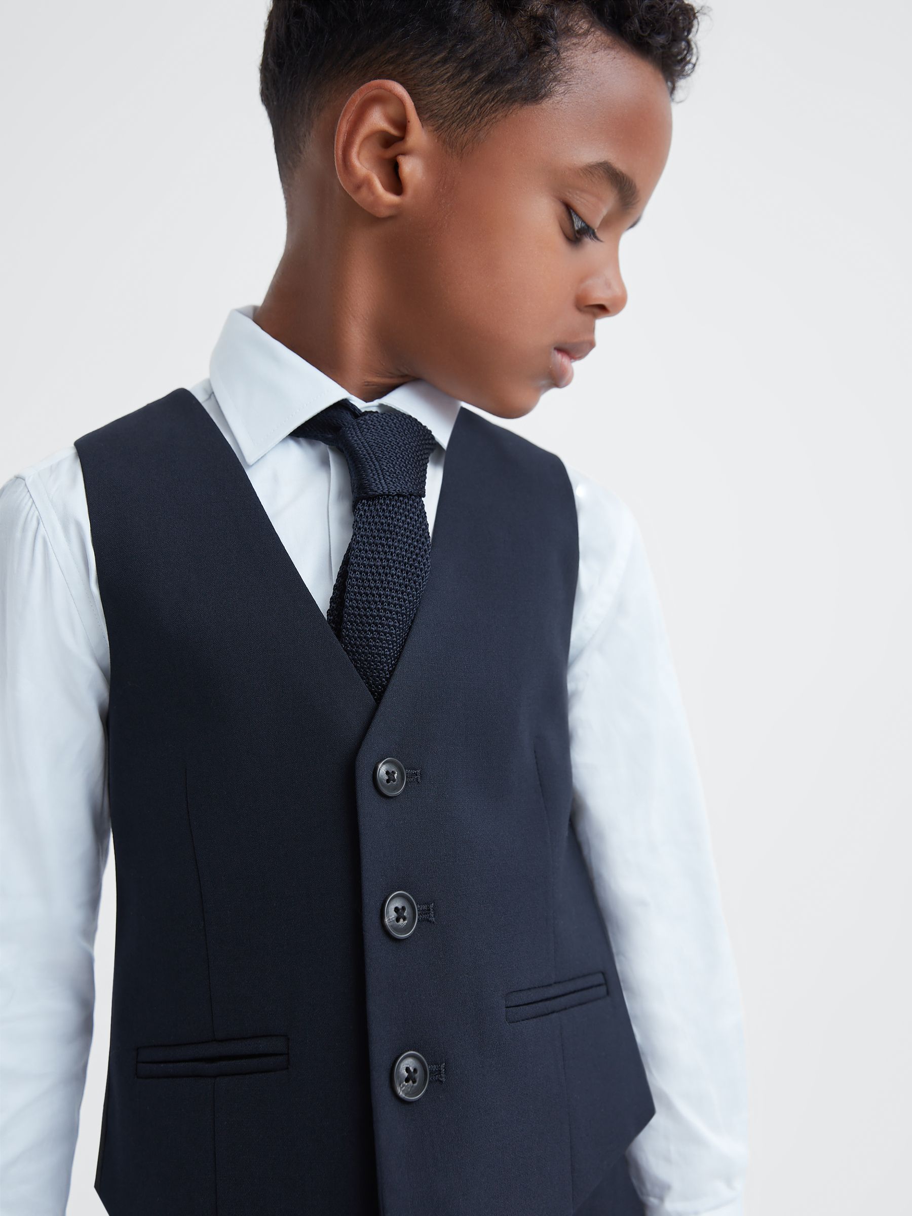 9-14 yrs Modern Fit Waistcoat in Navy - Image 4 of 6