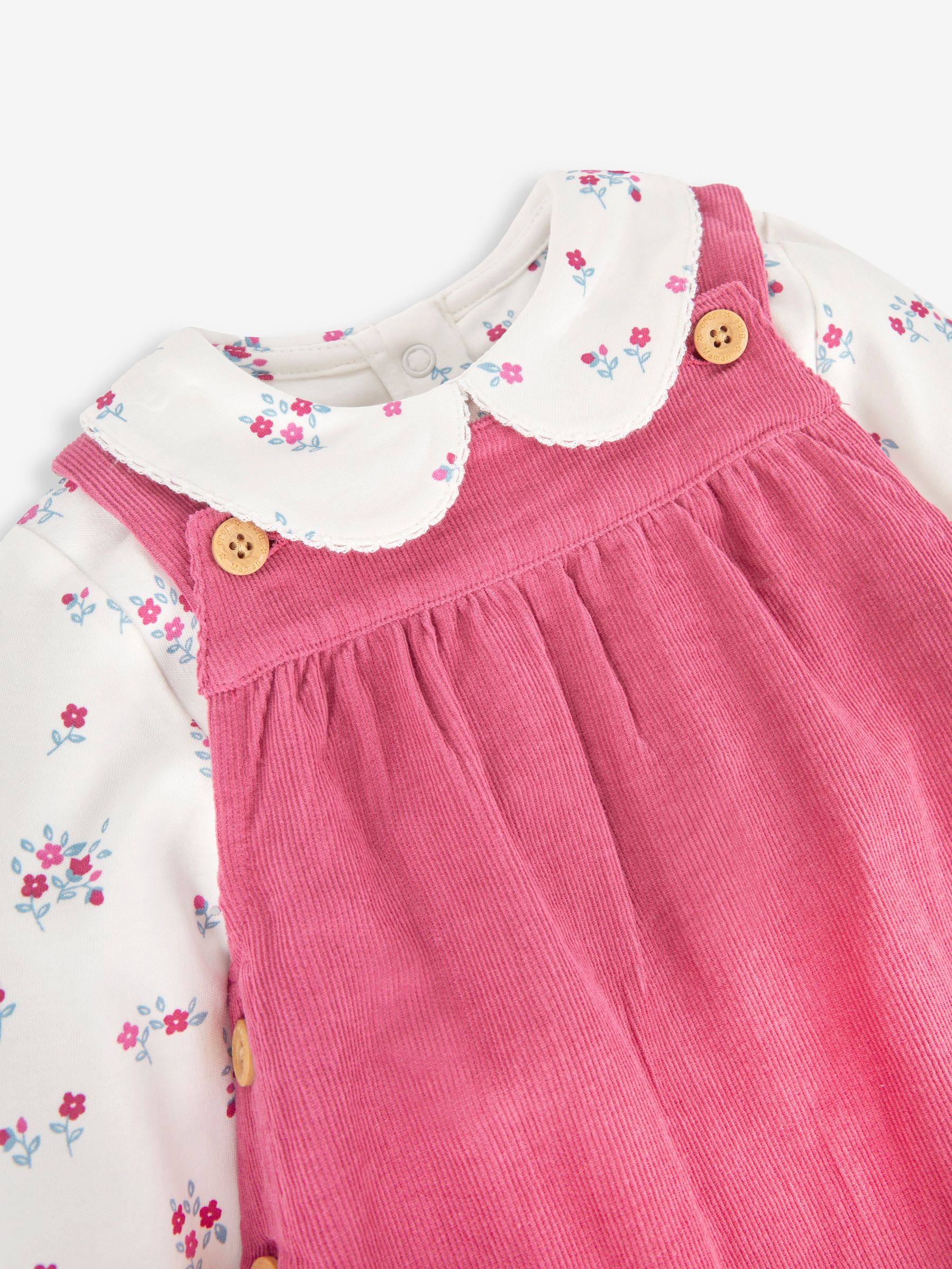 Rose Girls' Floral Embroidered Cord Pinafore Dress & Peter Pan Top Set - Image 5 of 6