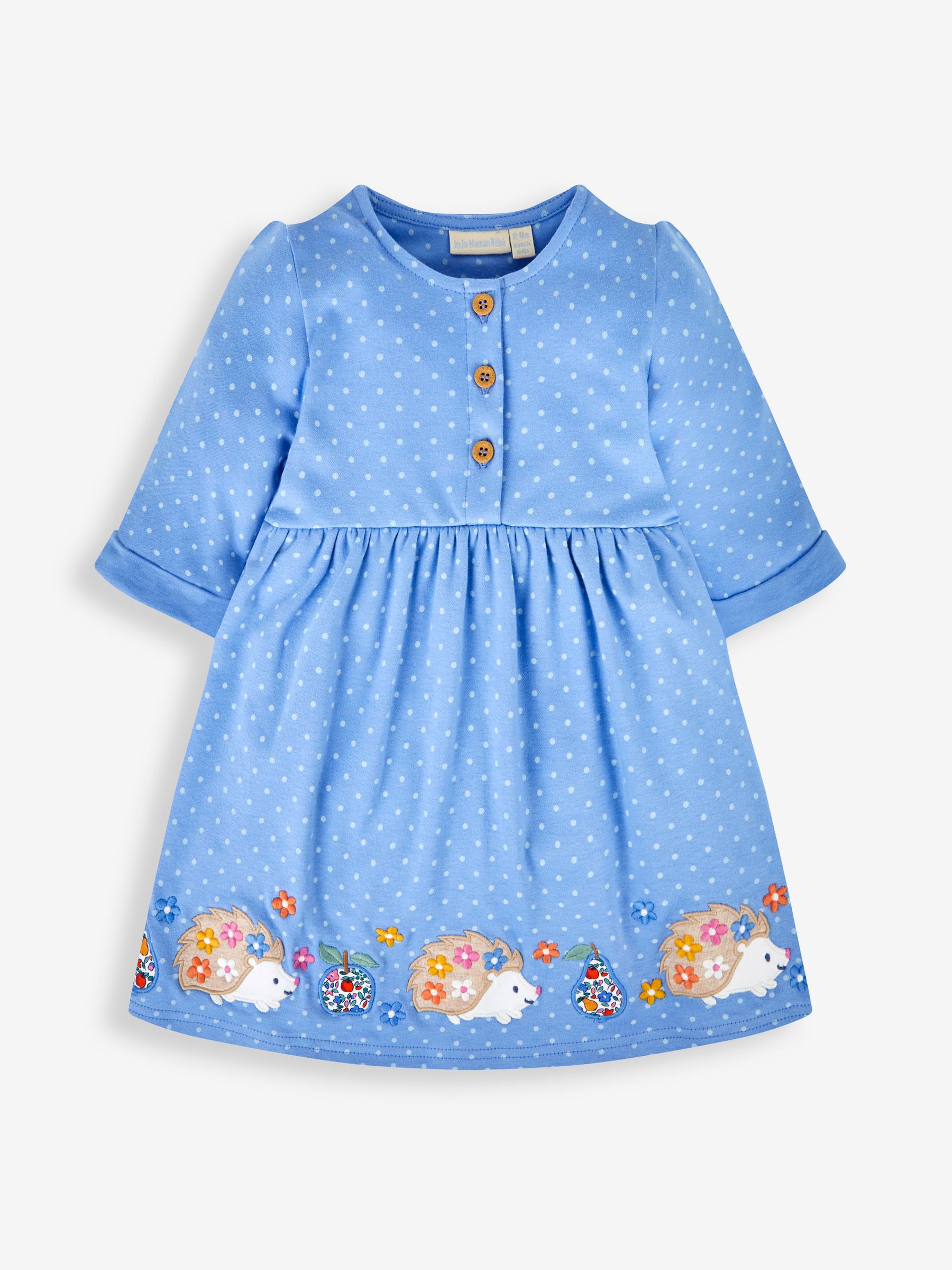 Blue Hedgehog Appliqué Button Front Dress - Image 1 of 3