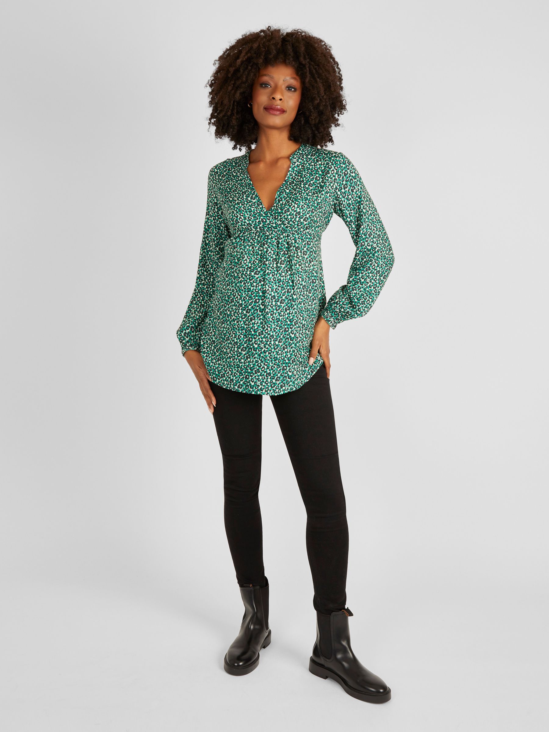 Green Animal Print Maternity Blouse - Image 2 of 4