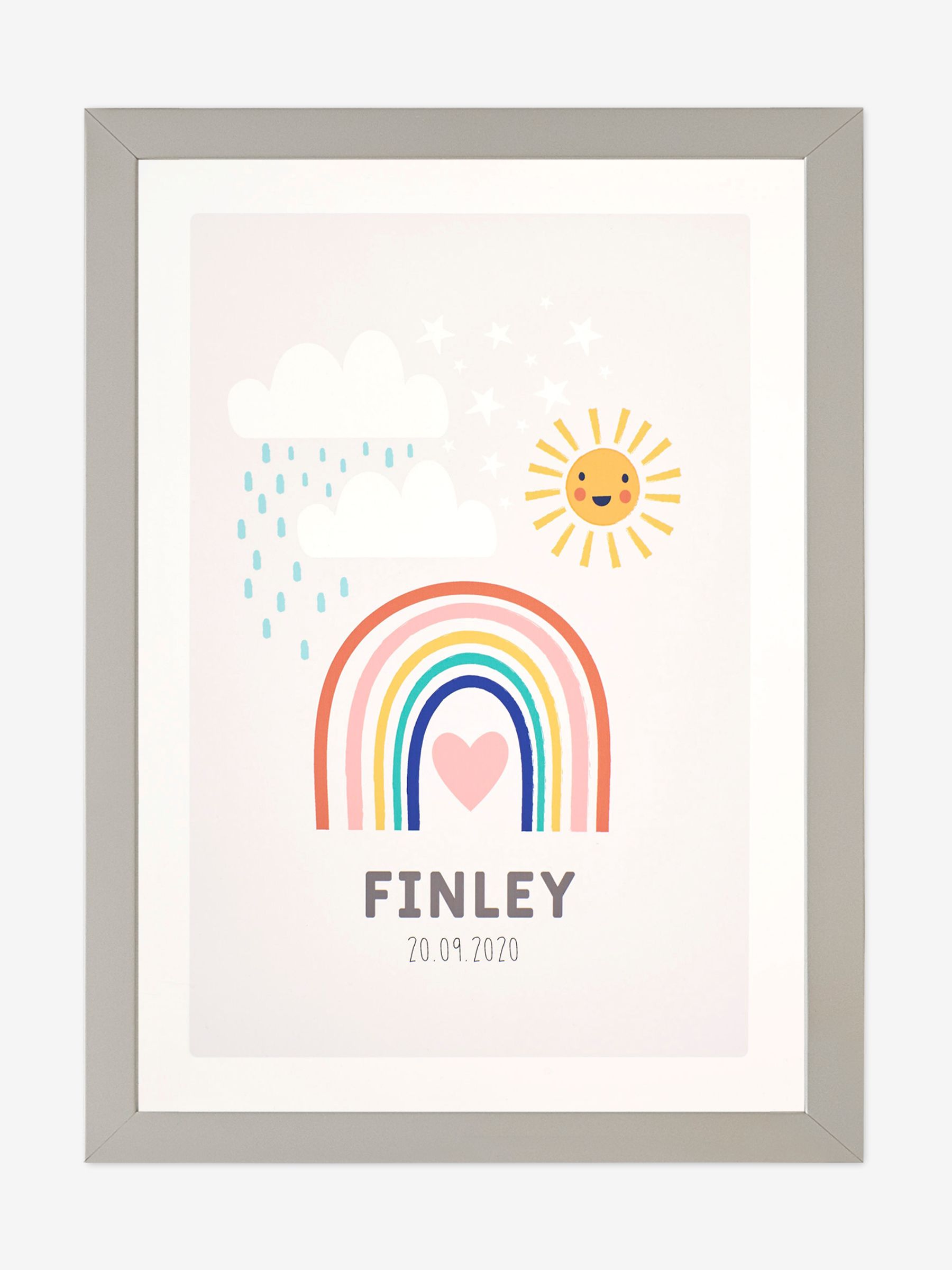 Grey Personalised & Framed Rainbow Print - Image 1 of 1