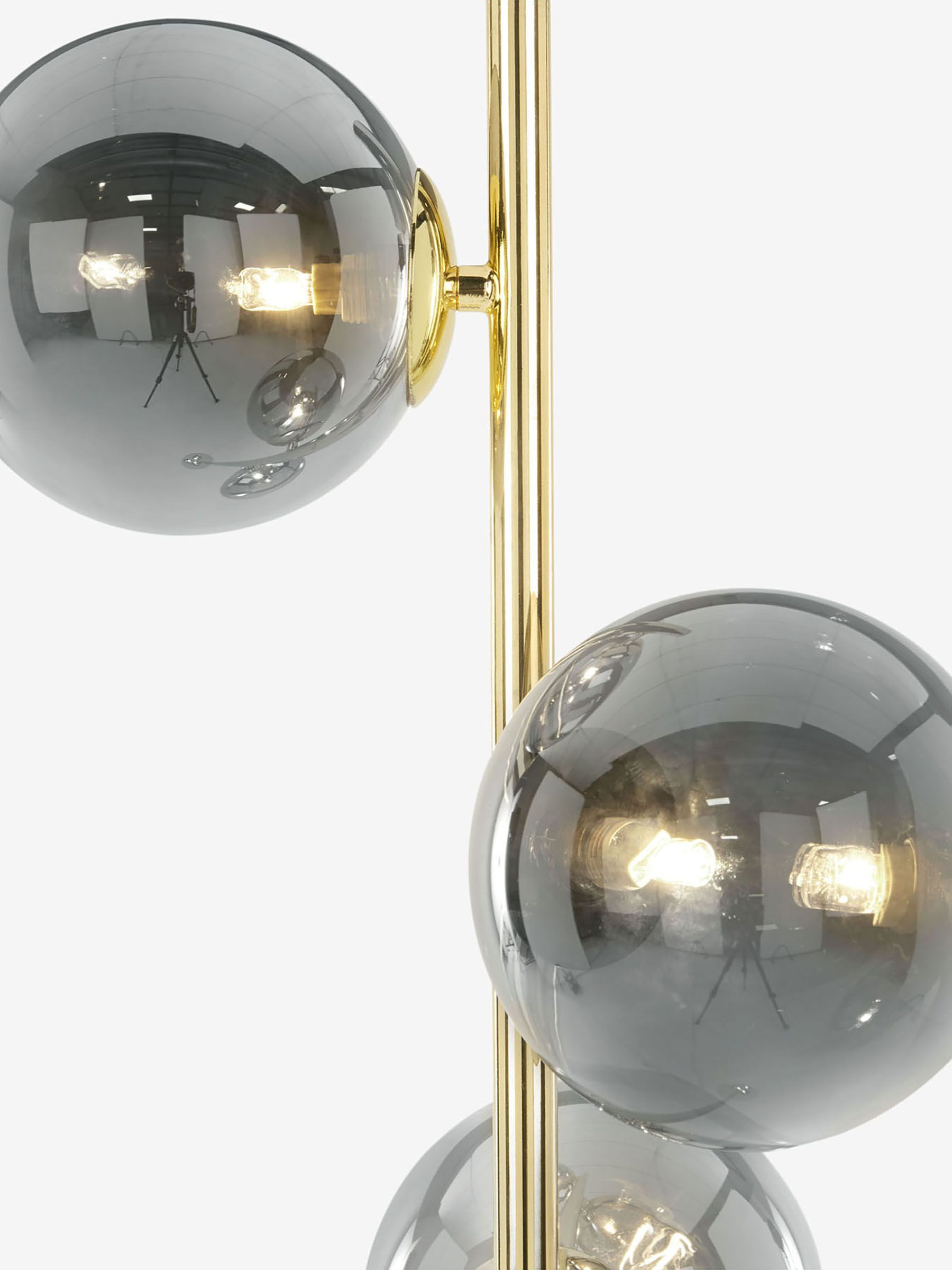 Globe Floor Lamp in Smoked Glass/Brass - Image 2 of 3