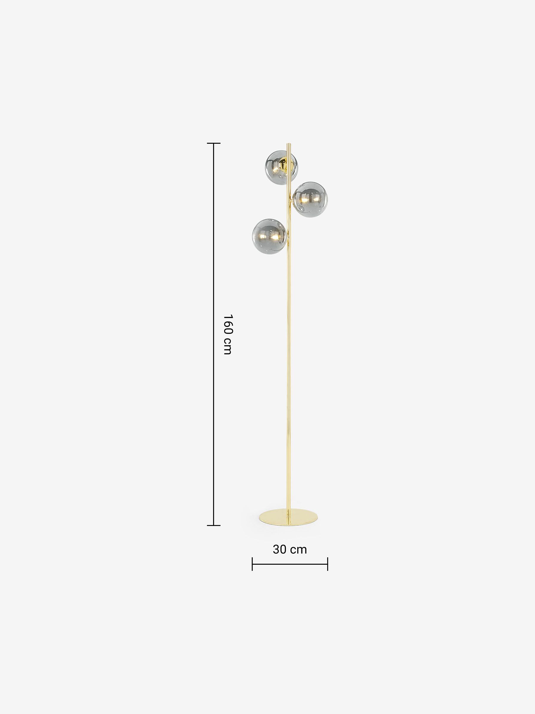 Globe Floor Lamp in Smoked Glass/Brass - Image 3 of 3