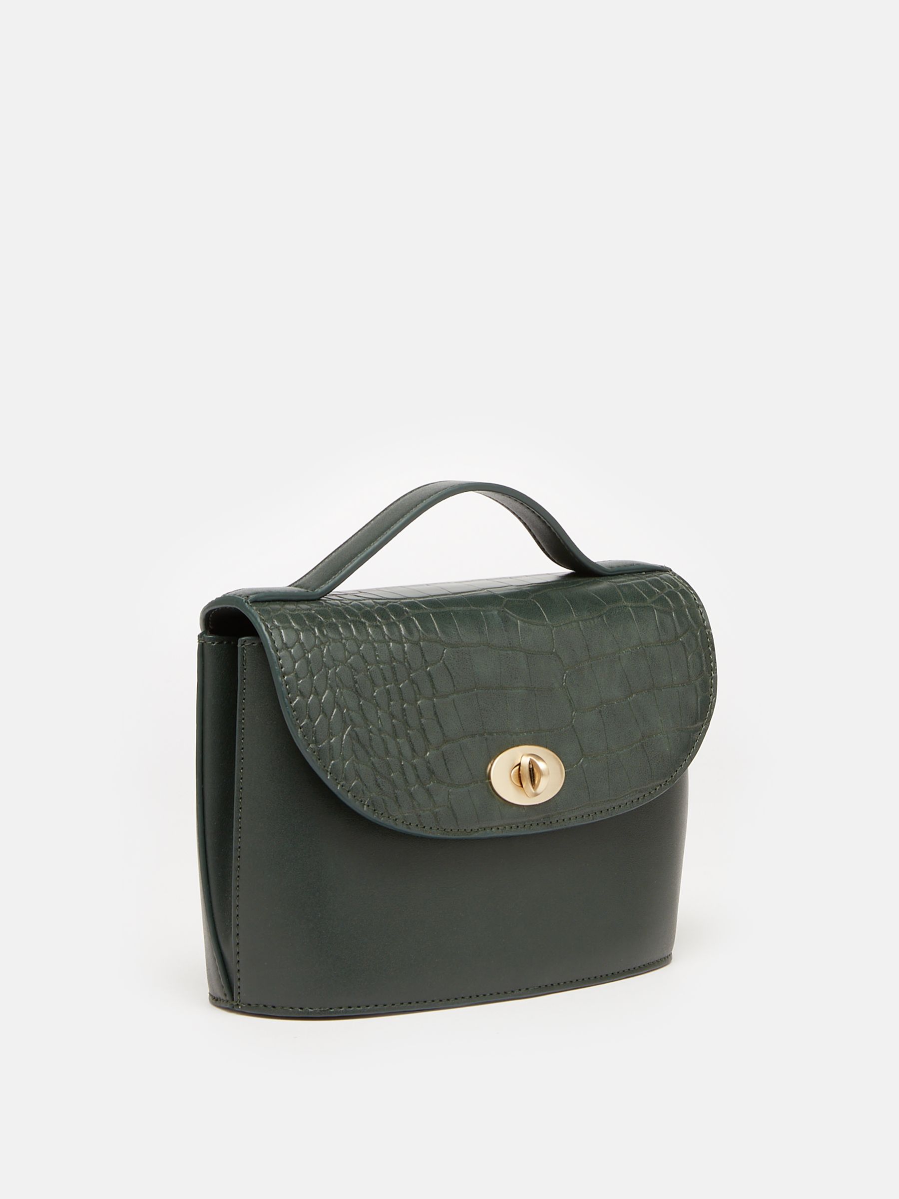 Claire Green Faux Leather Croc Effect Cross Body Bag - Image 3 of 8
