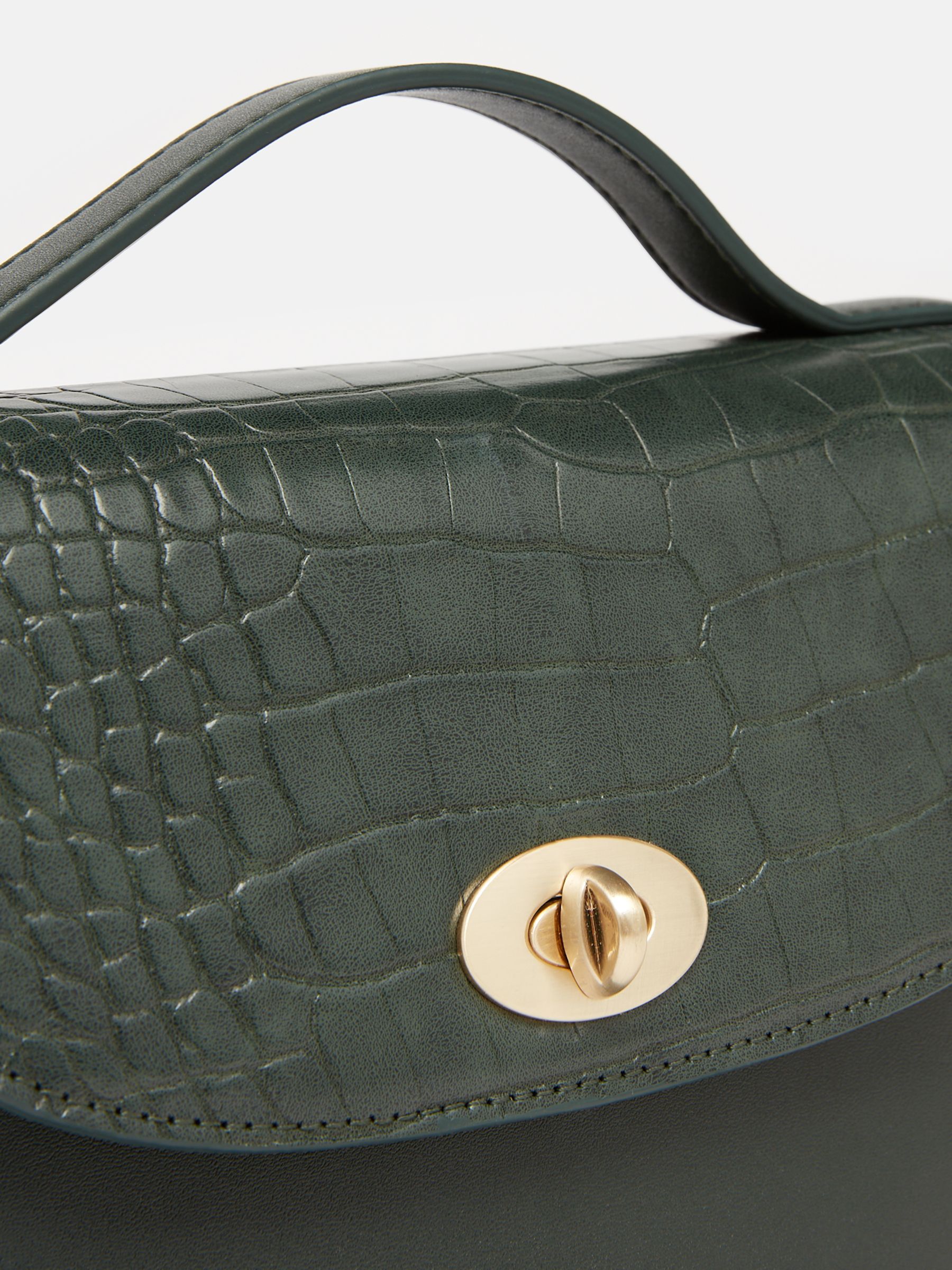 Claire Green Faux Leather Croc Effect Cross Body Bag - Image 5 of 8