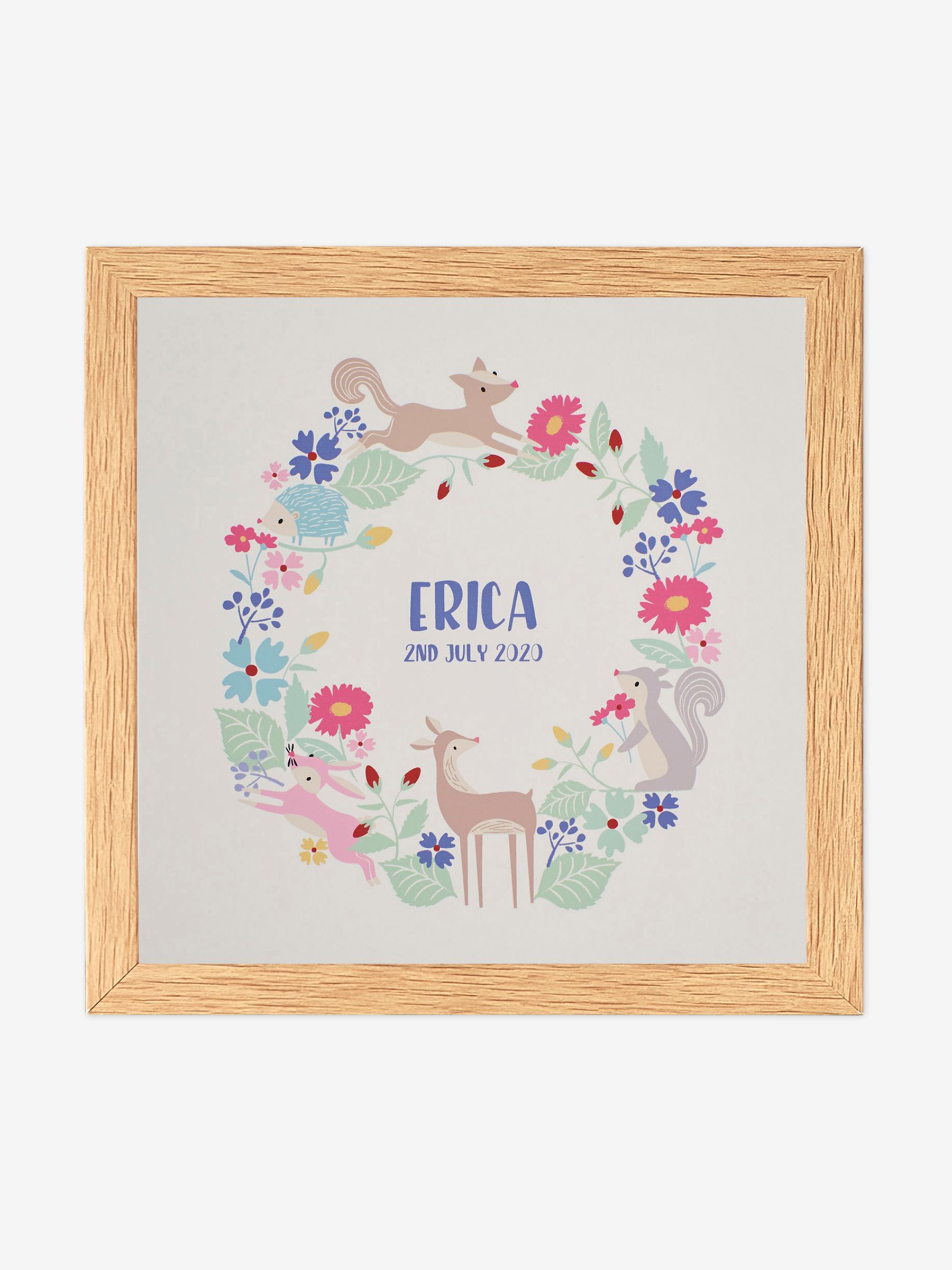 Oak Personalised & Framed Pastel Woodland Print - Image 1 of 1