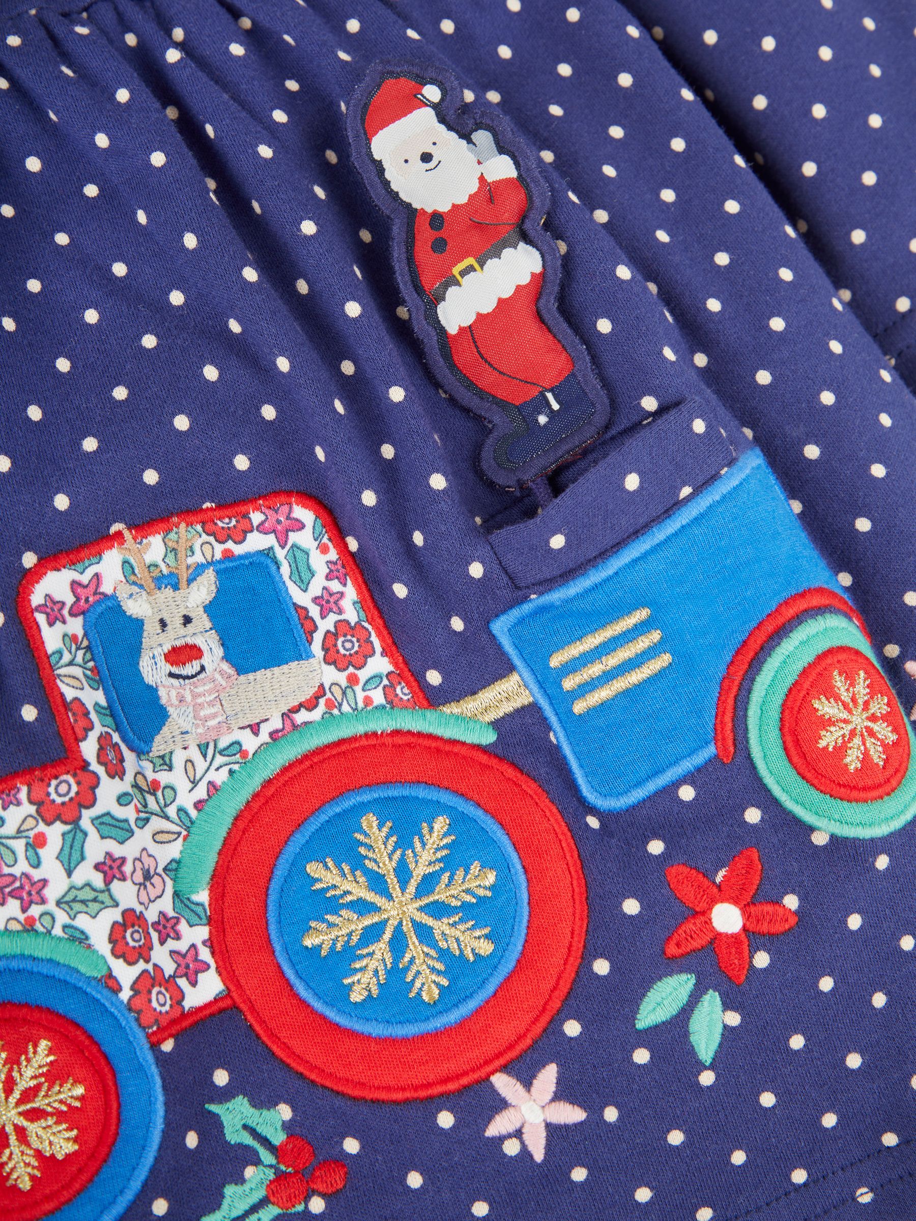 Navy Santa in a Tractor Appliqué Button Front Dress - Image 3 of 5