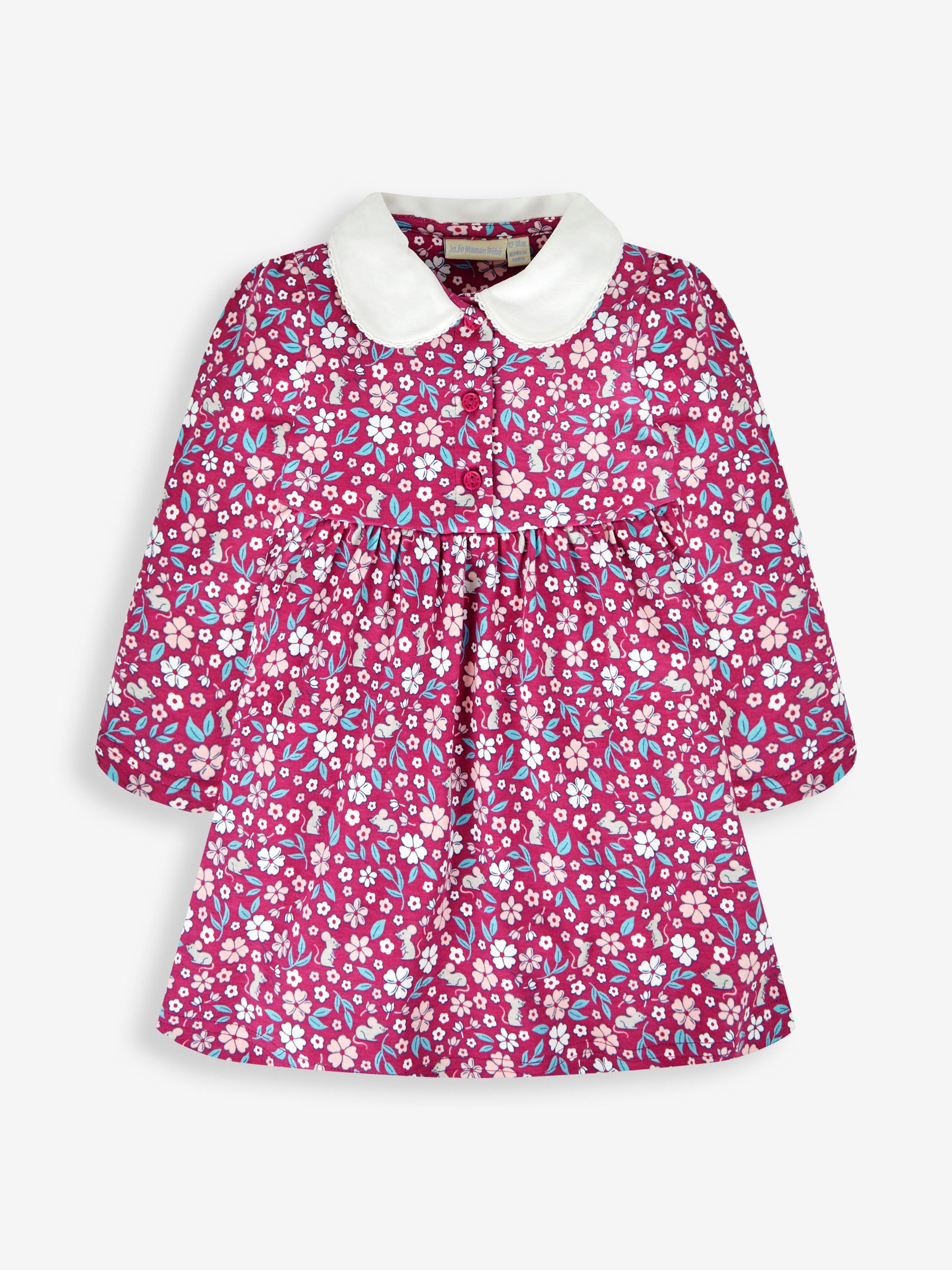 Berry Pink Mouse Floral Peter Pan Dress - Image 1 of 2