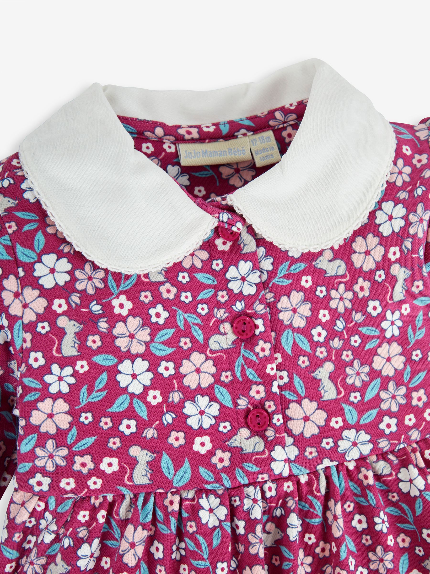 Berry Pink Mouse Floral Peter Pan Dress - Image 2 of 2