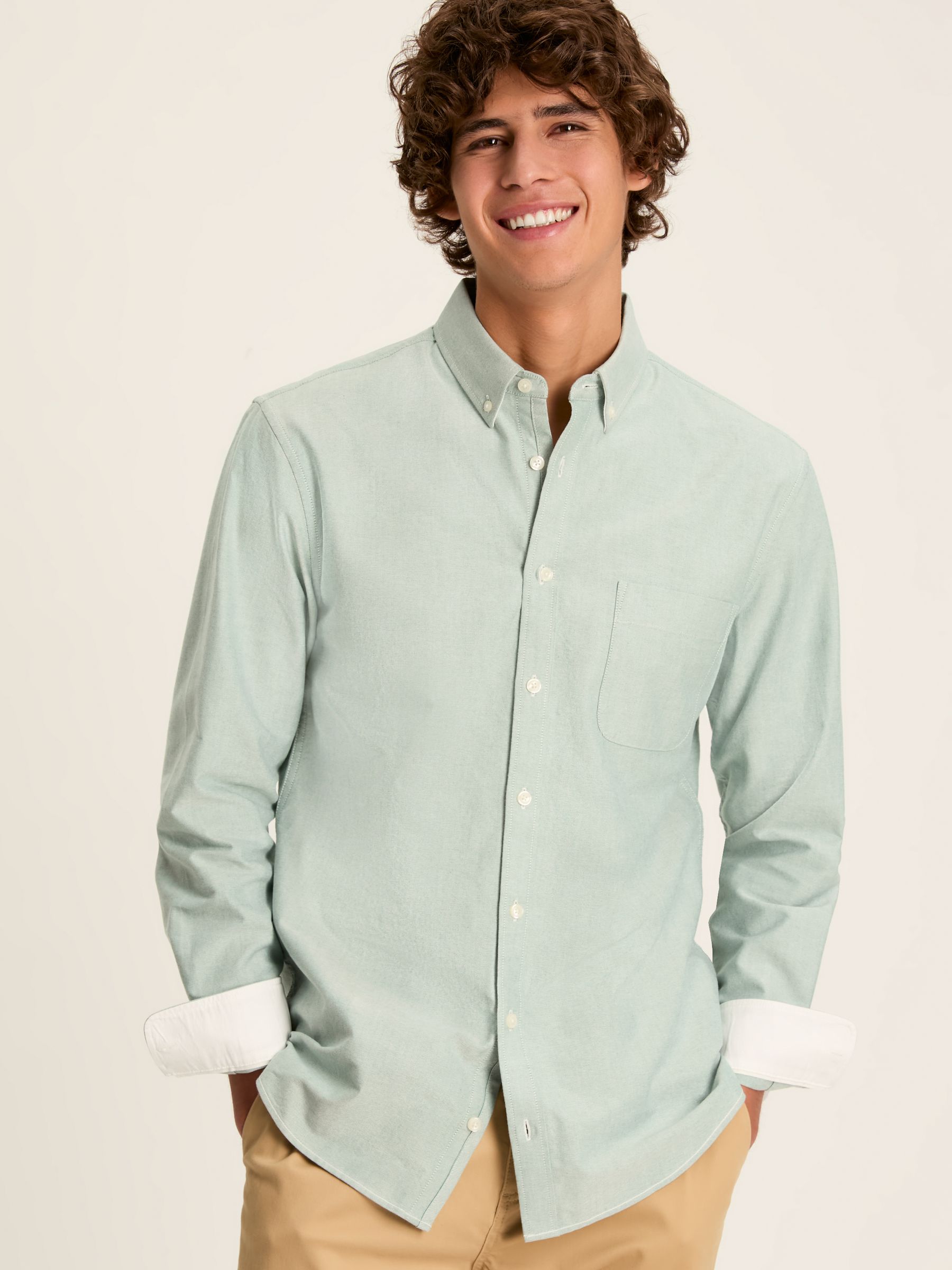 Oxford Sage Green Long Sleeve Classic Fit Shirt - Image 1 of 12
