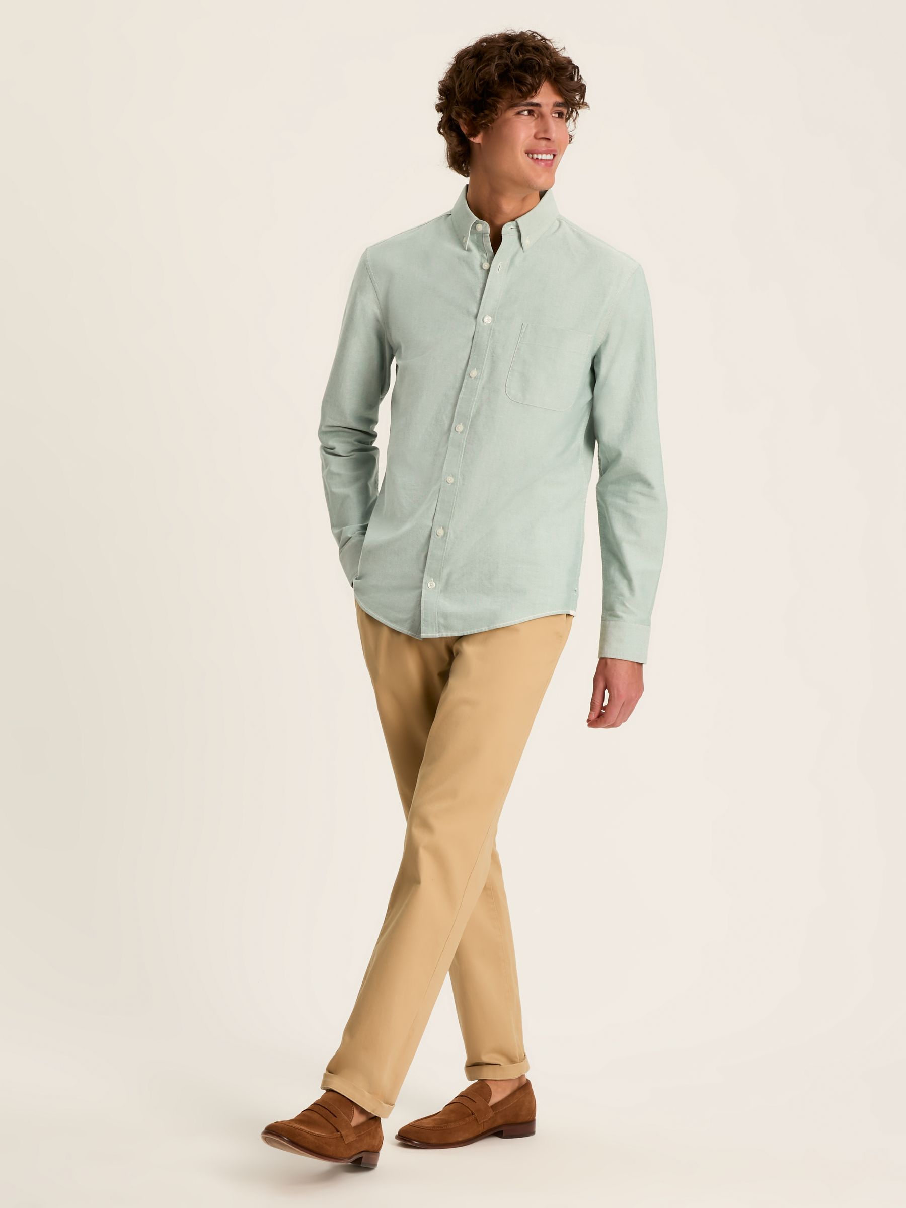 Oxford Sage Green Long Sleeve Classic Fit Shirt - Image 4 of 12