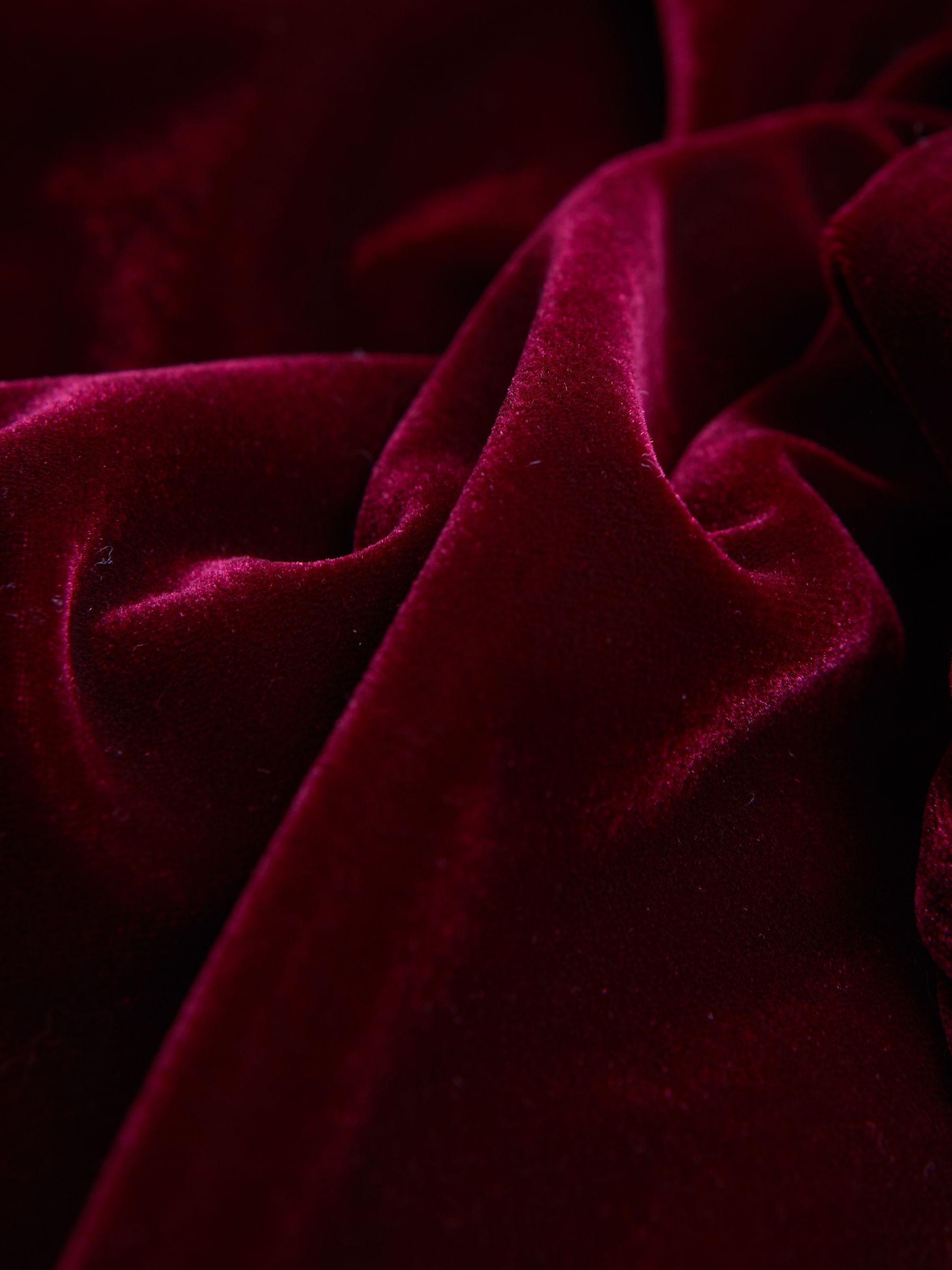 Florere Relaxed Fit Velvet Tie Neck Jumpsuit in Burgundy - Image 5 of 5