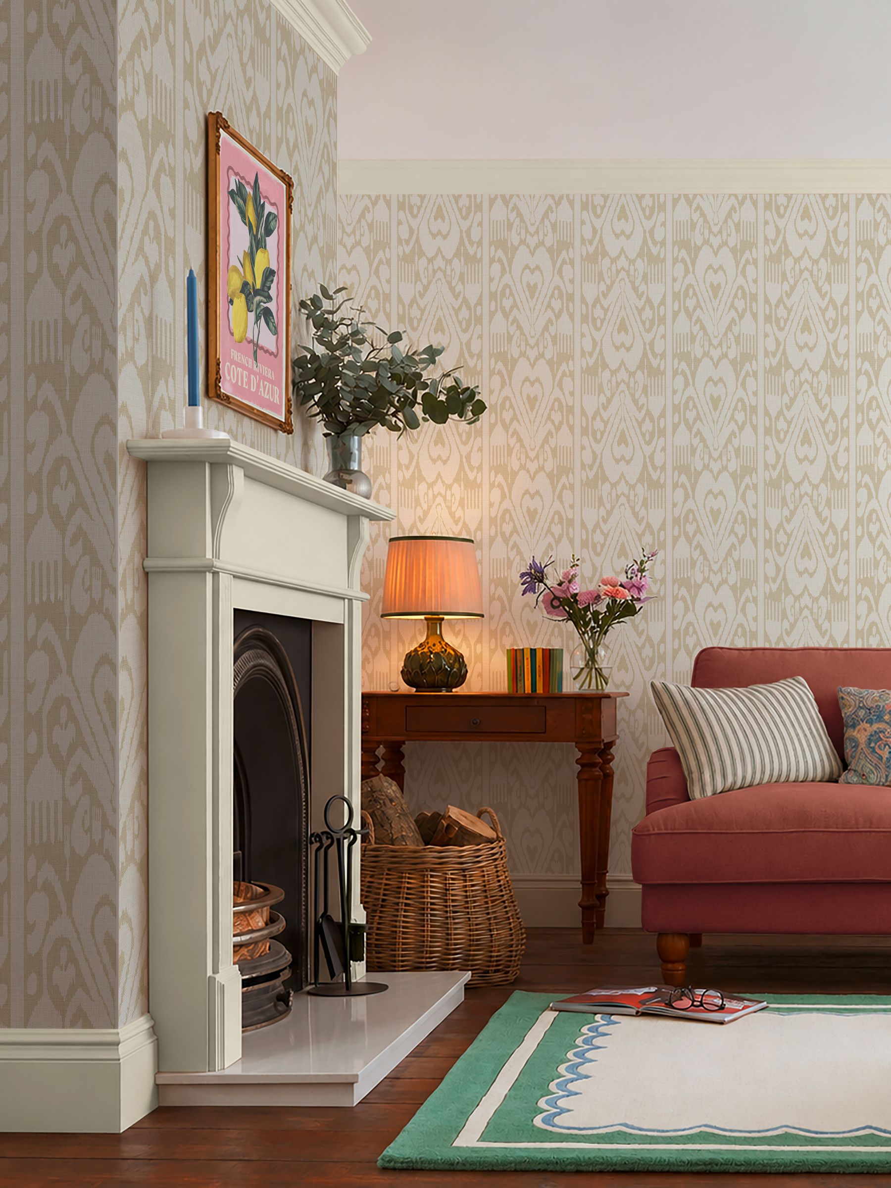 Cream Artisanal Ikat 10M Wallpaper - Image 1 of 4