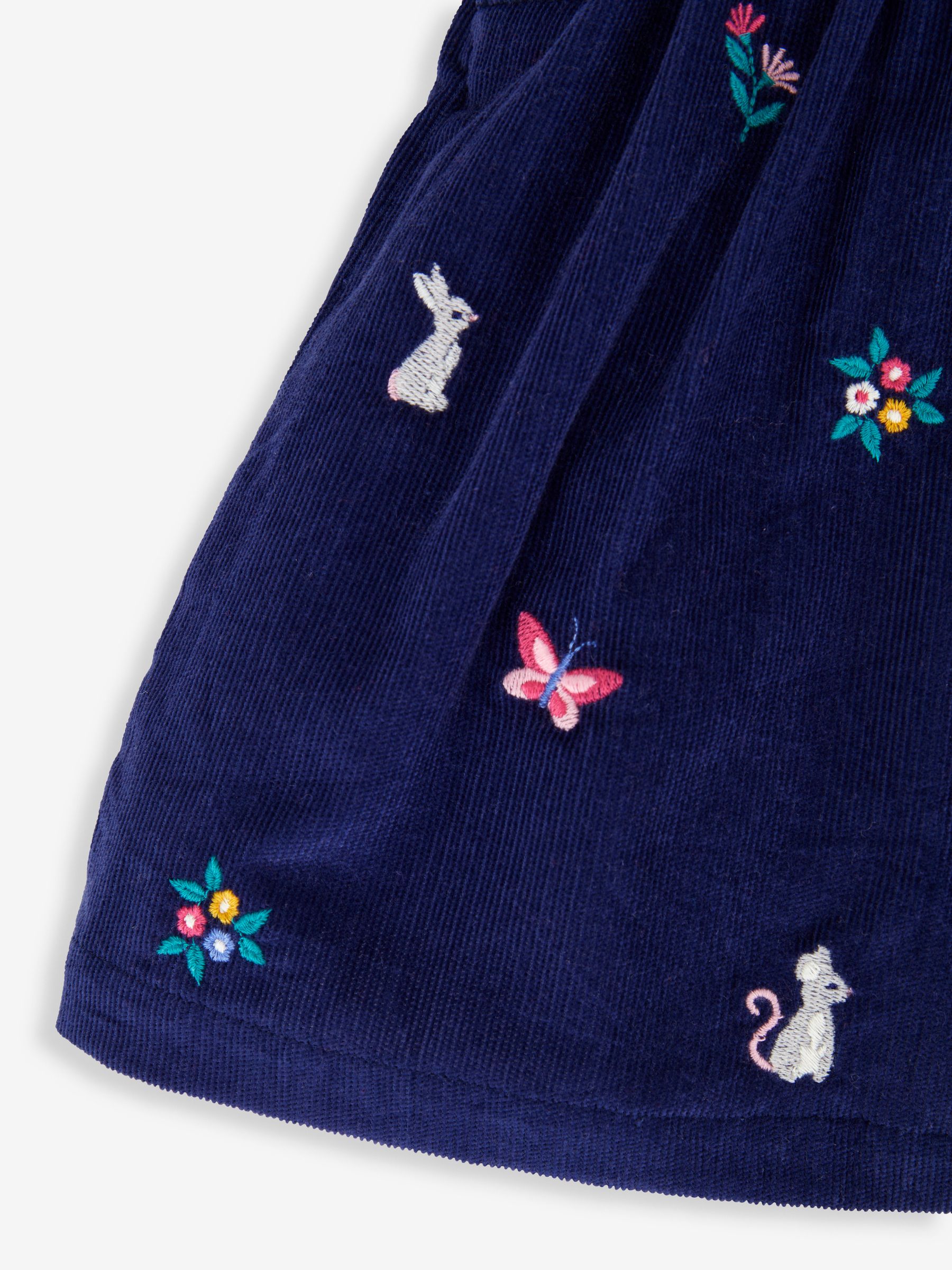 Navy Girls' Mouse Floral Embroidered Cord Pinafore Dress - Image 4 of 4