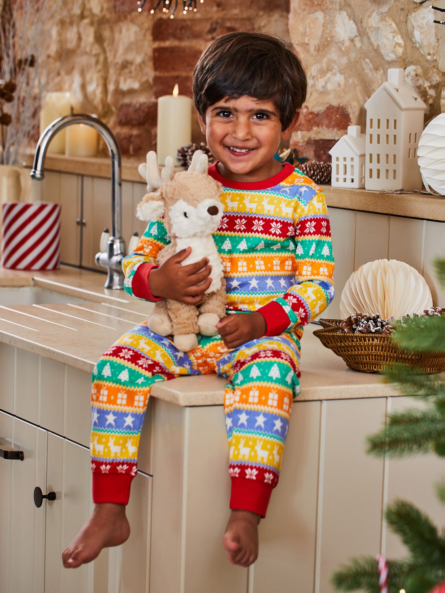 Red Kids' Christmas Jersey Pyjamas - Image 1 of 8