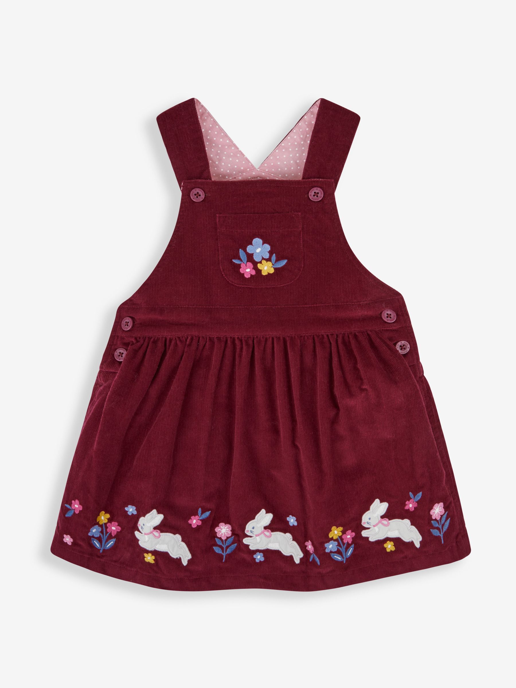 Berry Bunny Appliqué Cord Pinafore Dress - Image 1 of 4