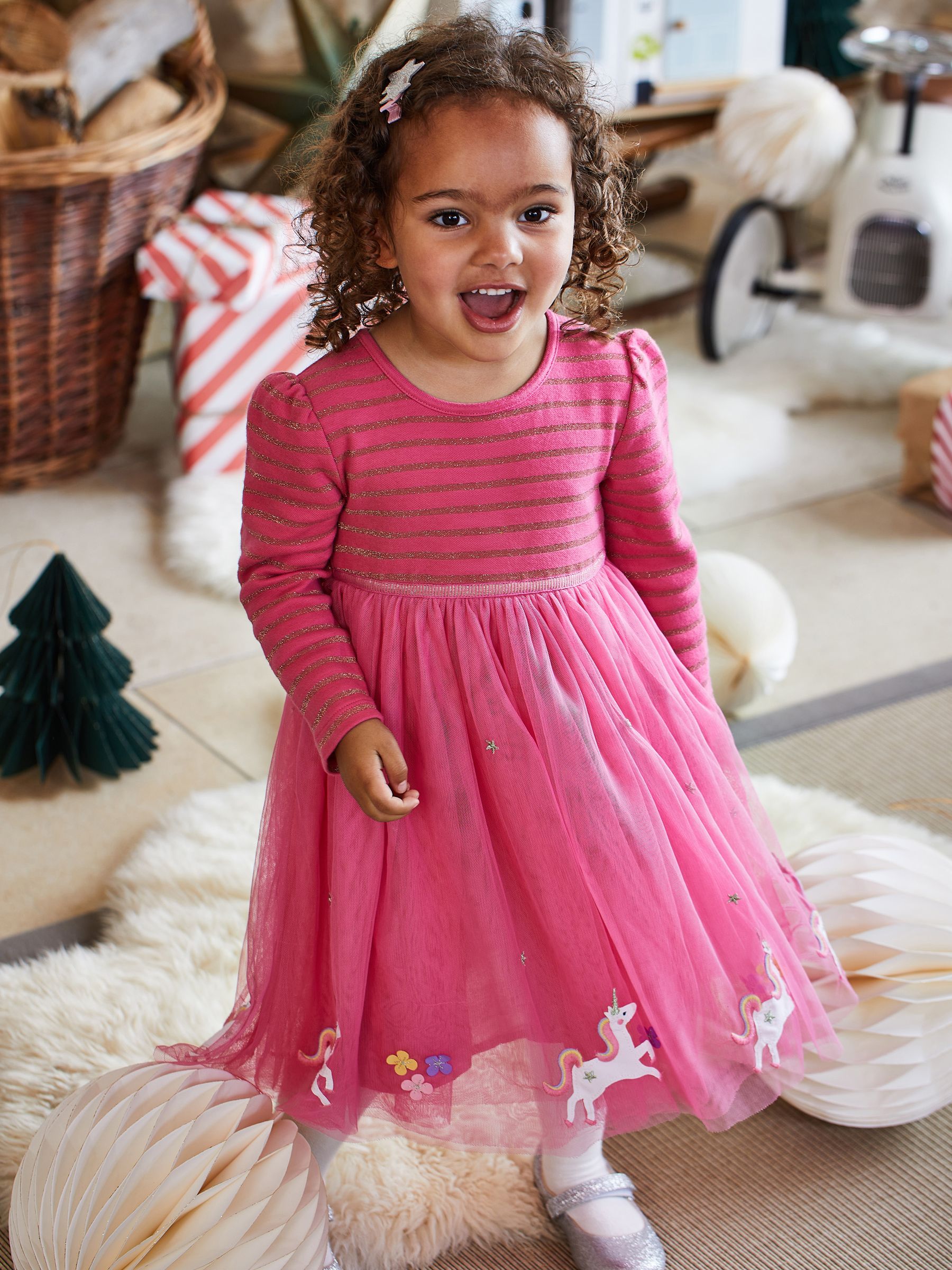 yoli & otis JAANA Dress〔blush〕 5y Fuchsia Pink Unicorn Party Dress | JoJo Maman Bébé