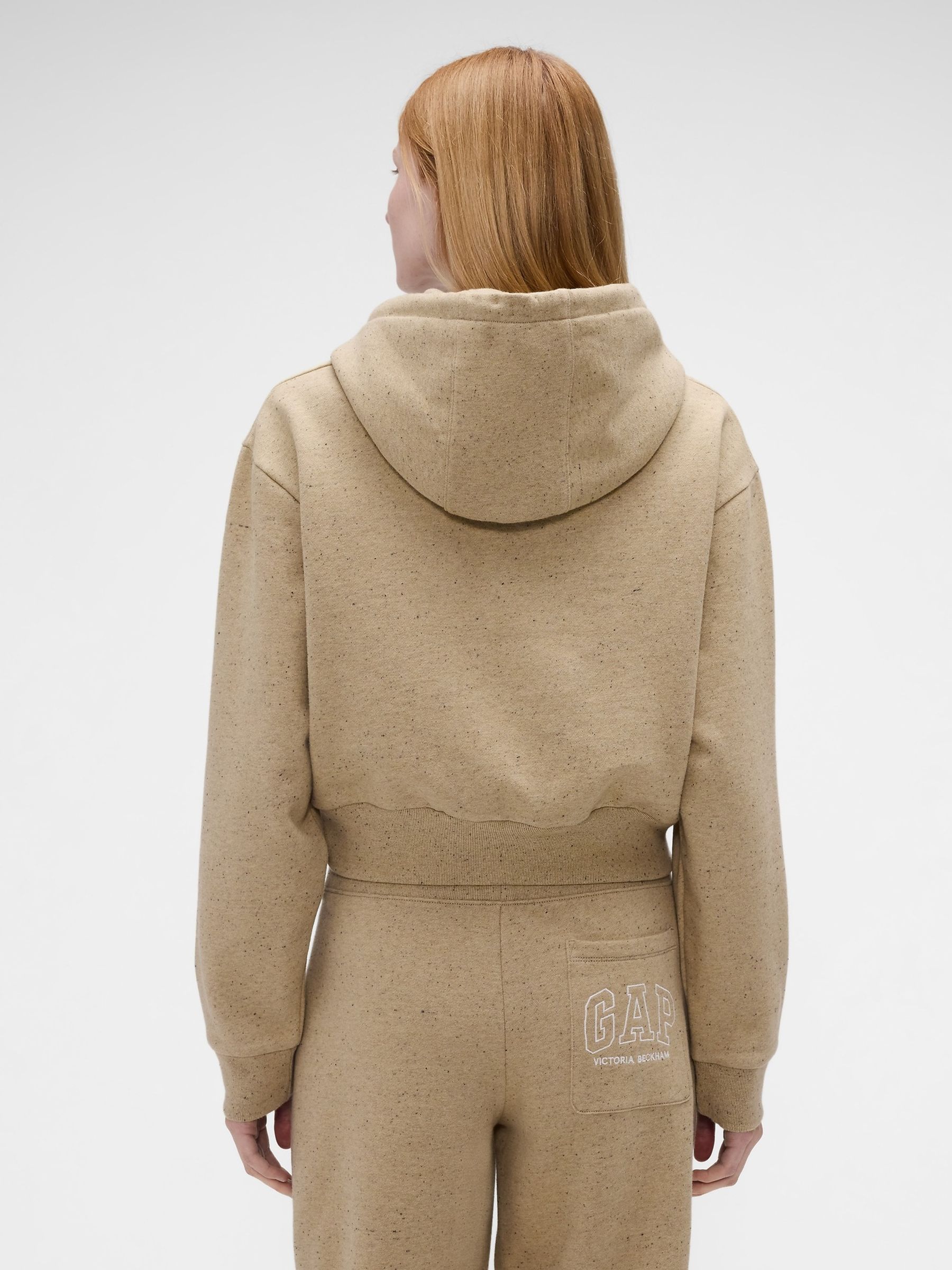 Gap x Victoria Beckham Sand Heavyweight Logo Crop Hoodie - Image 2 of 7