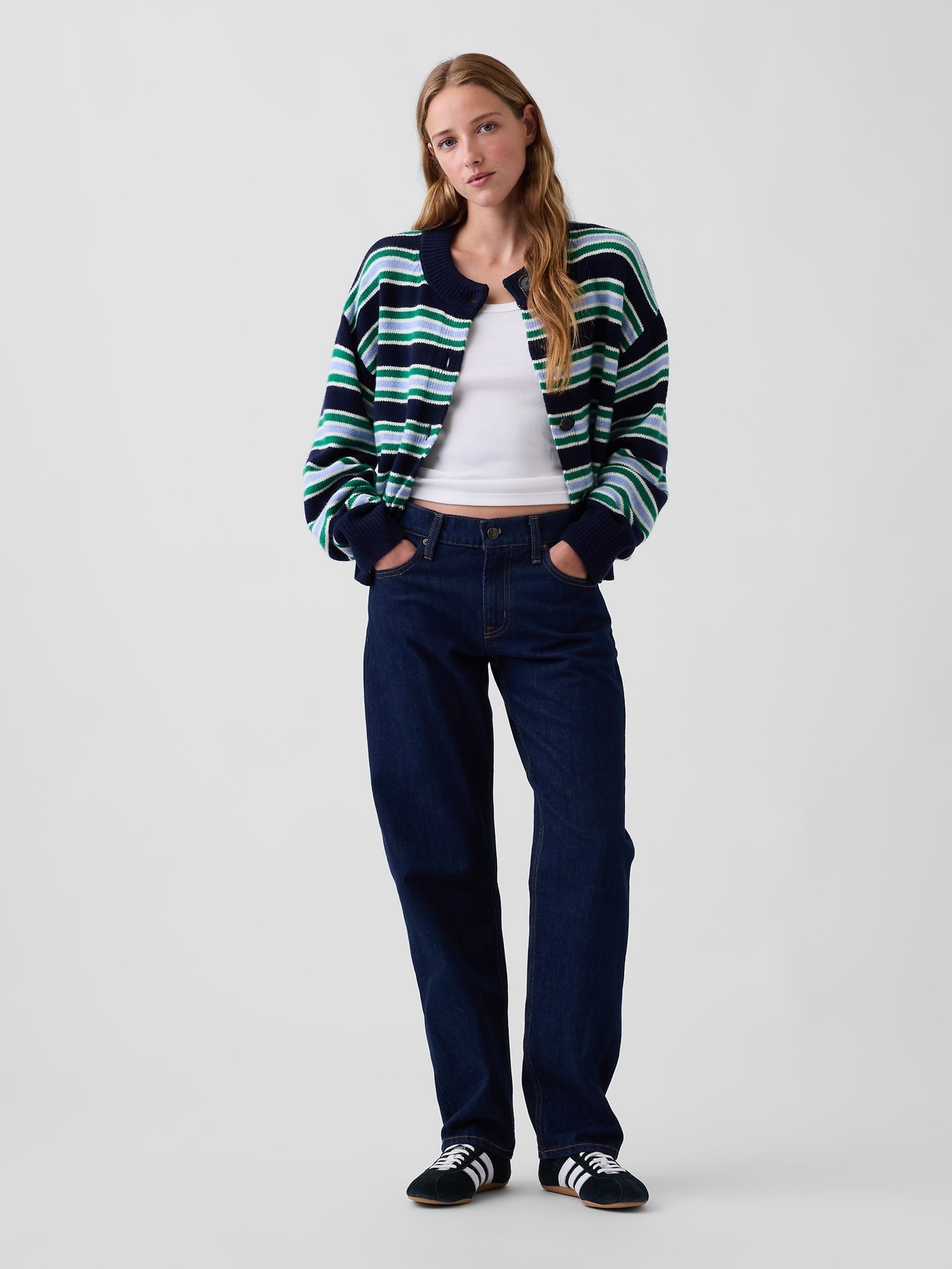 Blue Stripe CashSoft Oversized Chunky Cardigan - Image 3 of 5